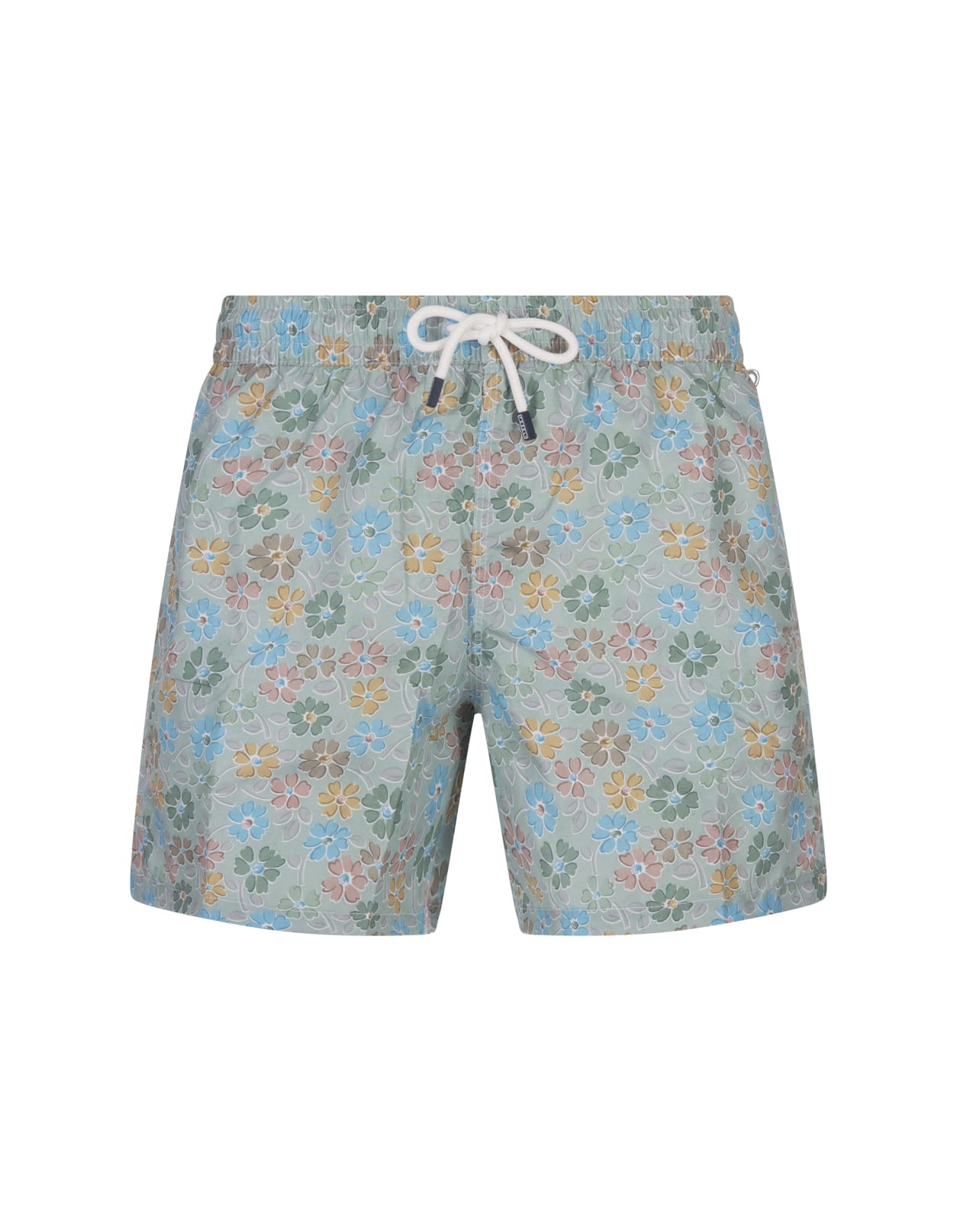 Shop Fedeli Green Swim Shorts With Multicoloured Flower Pattern