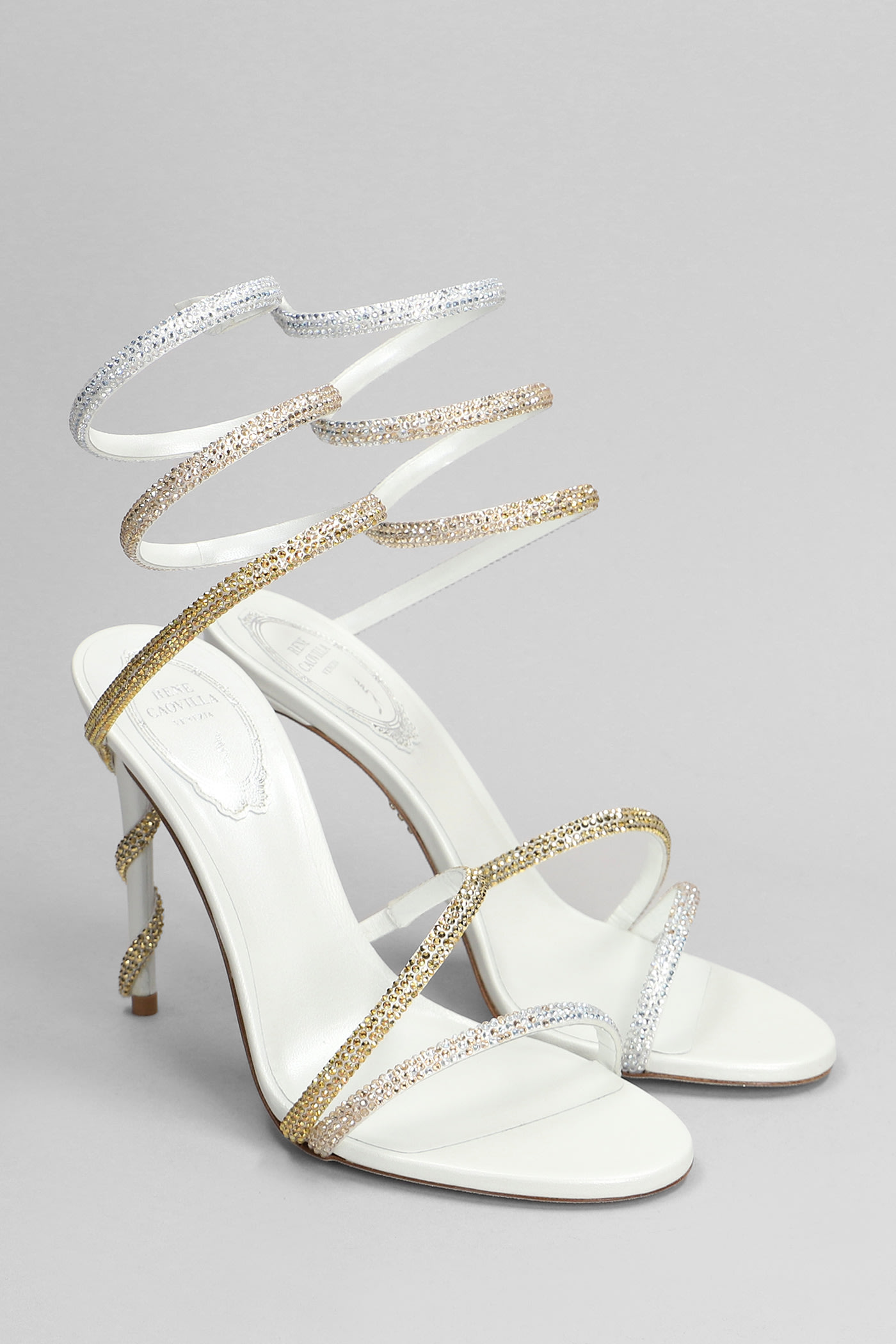 Shop René Caovilla Margot Sandals In White Leather