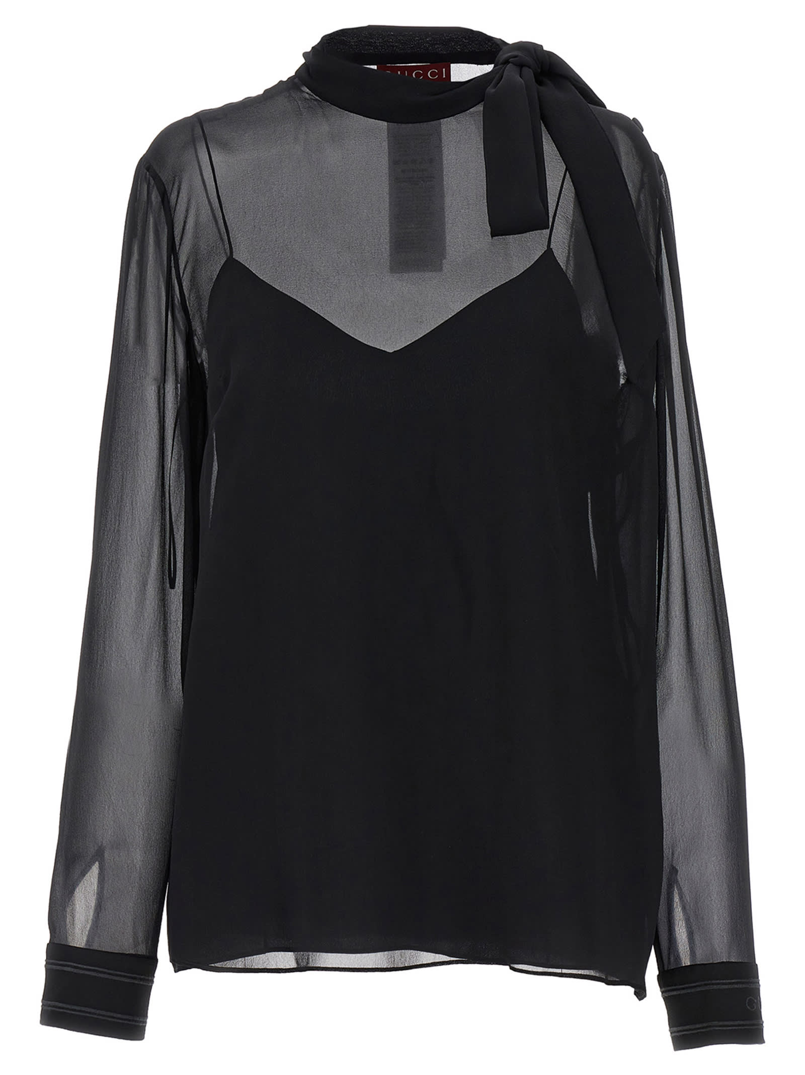 Shop Gucci Georgette Blouse In Black