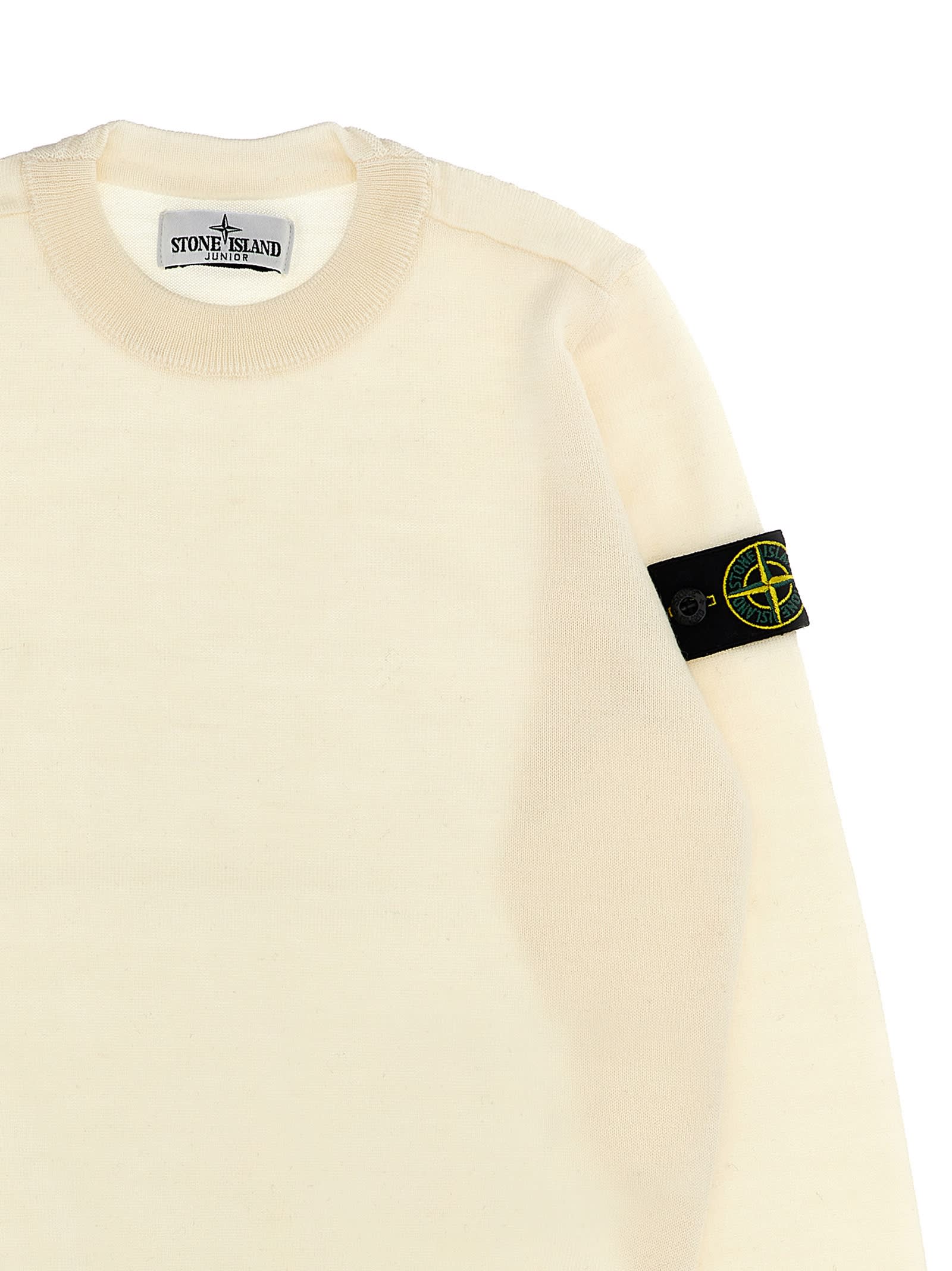 Stone Island Compass-motif Organic Cotton Sweatshirt In White