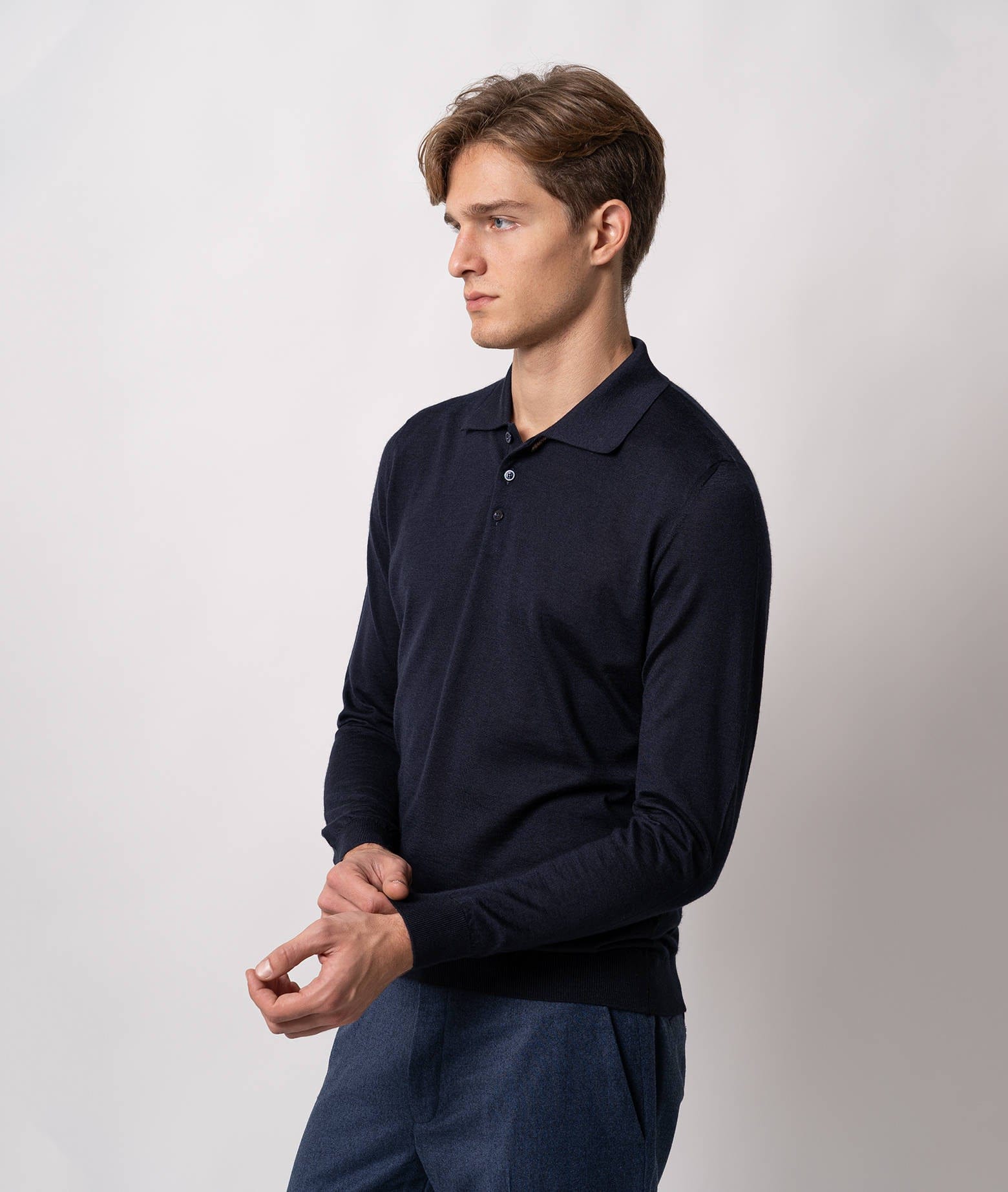 Shop Larusmiani Long Sleeve Polo Coppa Europa Sweater In Blue