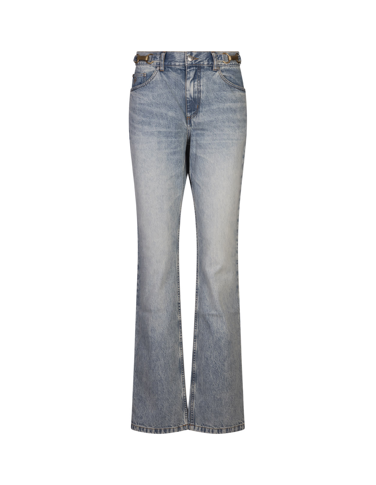 Shop Stella Mccartney Clasp-embellished Mid-rise Tapered Jeans In Blue