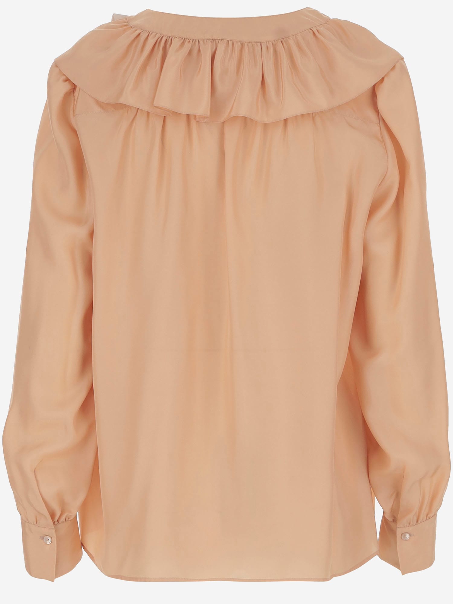 Shop Chloé Shirt In Pure Silk With Ruches In Pink