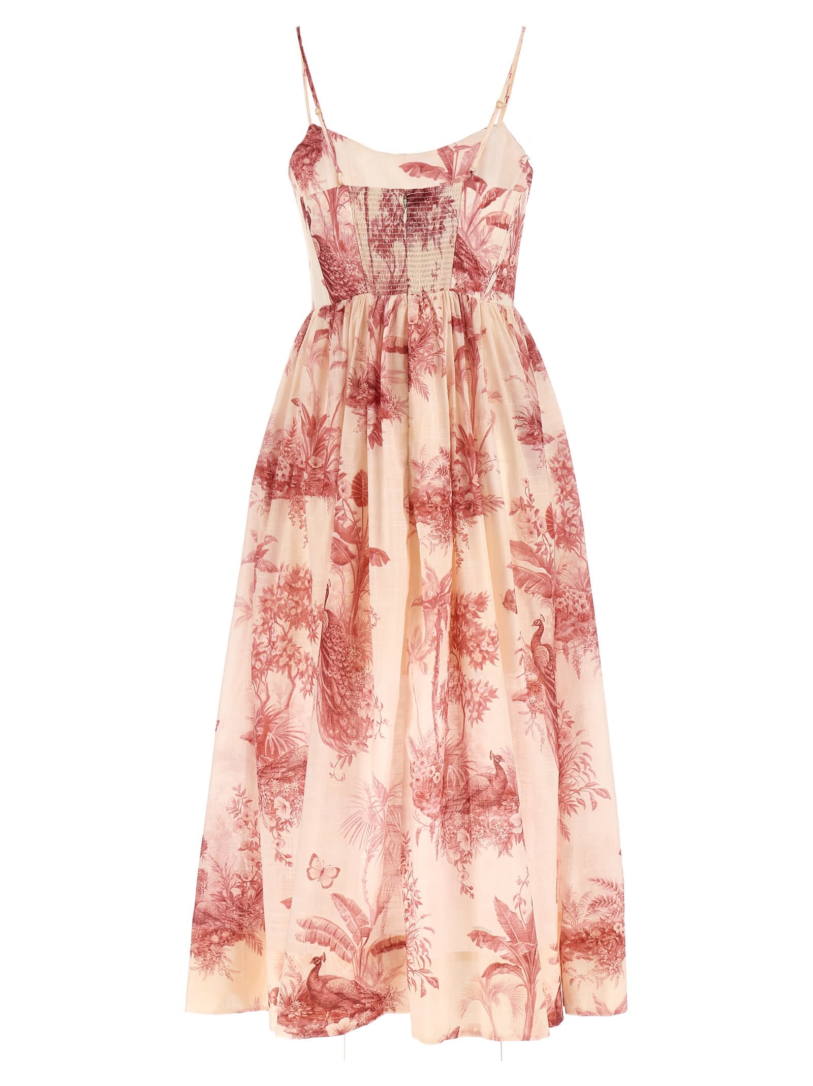 Shop Zimmermann Waverly Corset Midi Dress In Pink