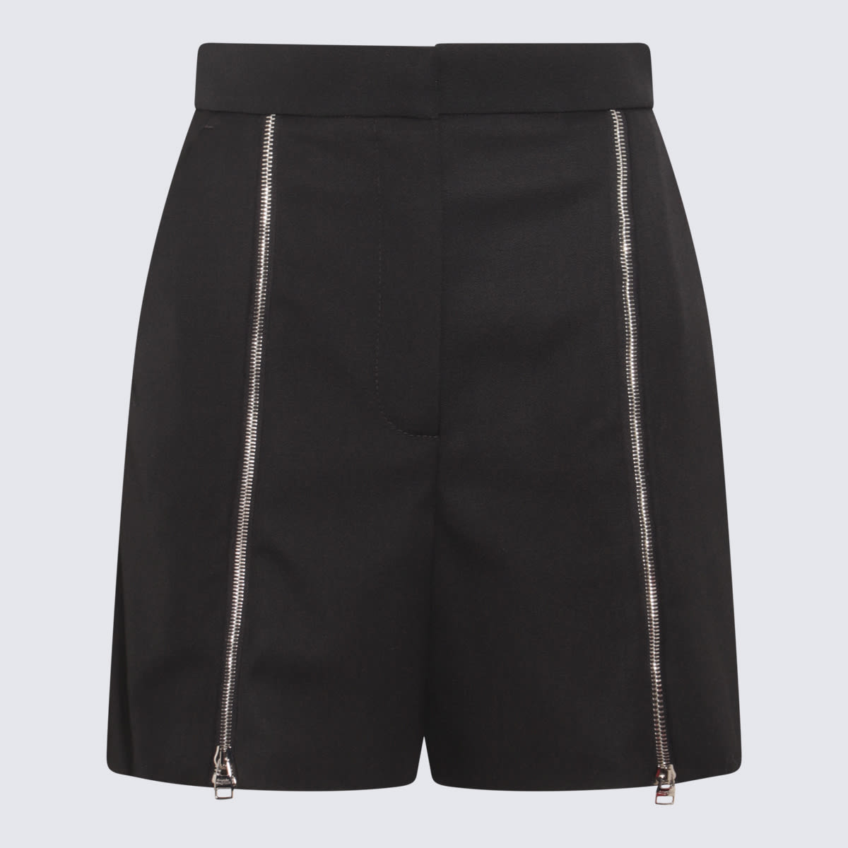 Shop Alexander Mcqueen Black Wool Zipped Shorts