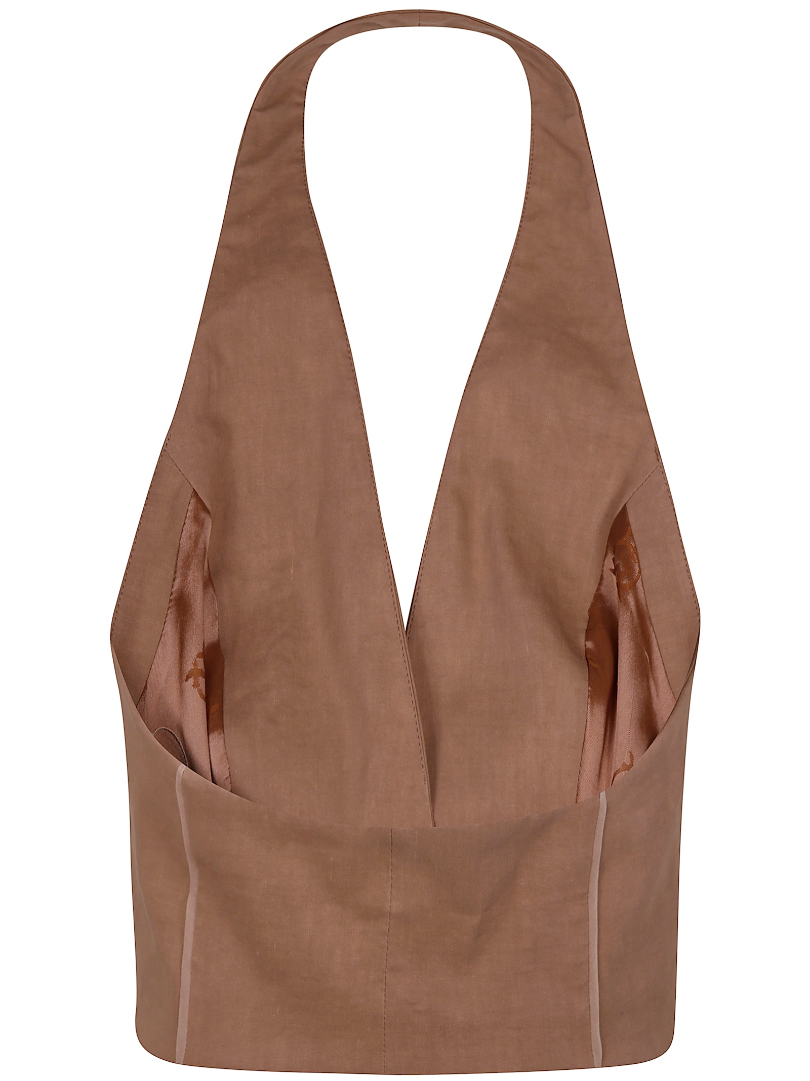 Pinko Tailored Brown Vest With V-neckline And Button Detail In Brown