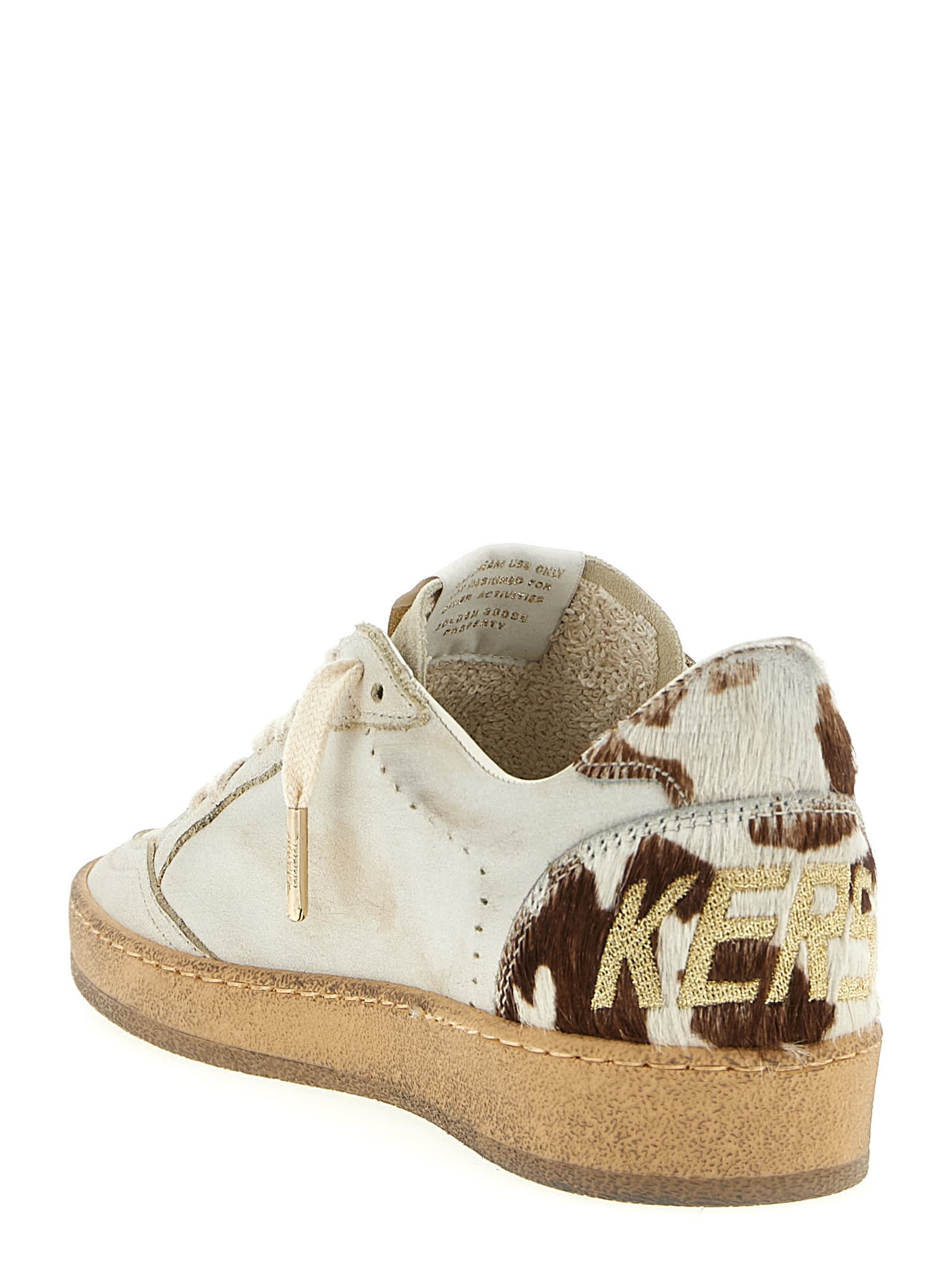 Golden Goose Ballstar Leather Upper And Toe Suede Star Horsy Cow Printed Heel And Spur Sneakers Multicolor In Neutral