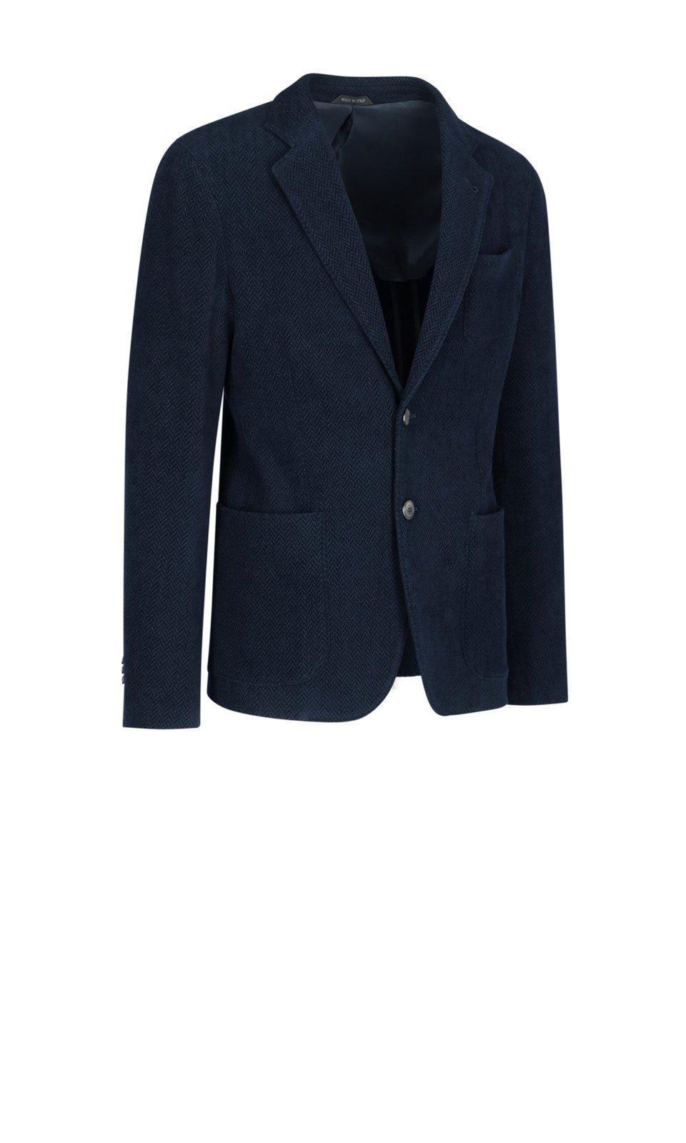 Shop Giorgio Armani Single-breasted Straight Hem Blazer In Blu