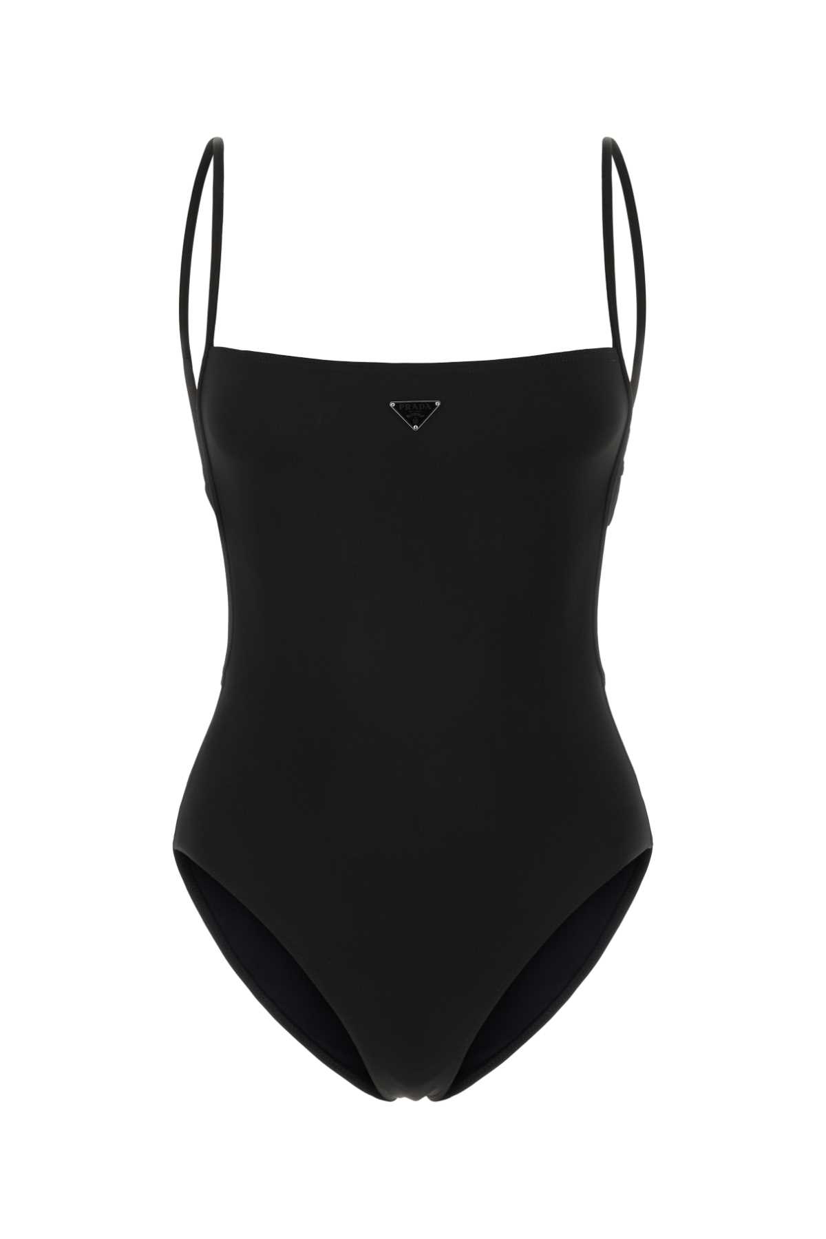 Prada Black Stretch Polyester Swimsuit In Nero