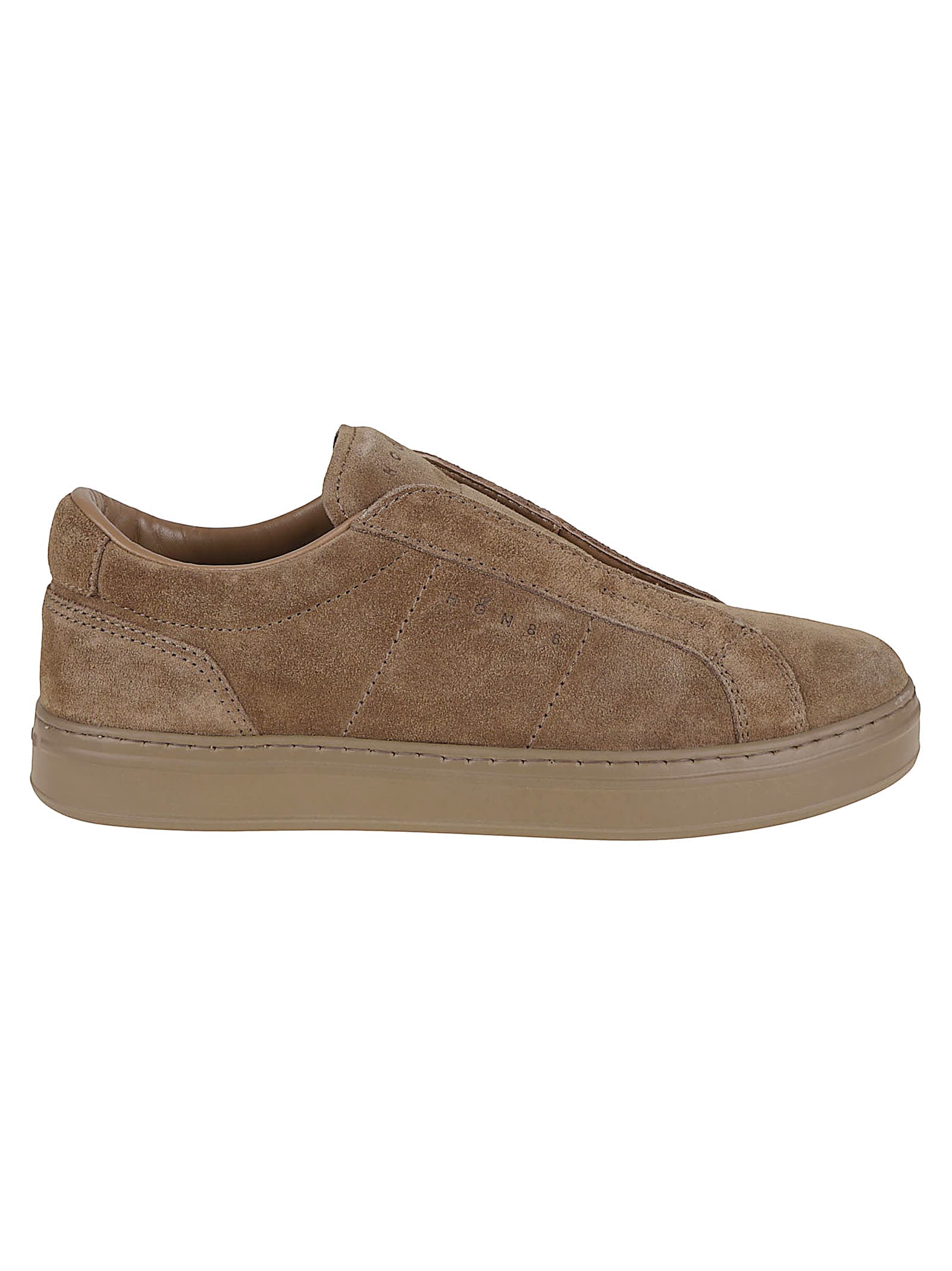Hogan Brown Slip-on Leather Sneakers With Debossed Branding