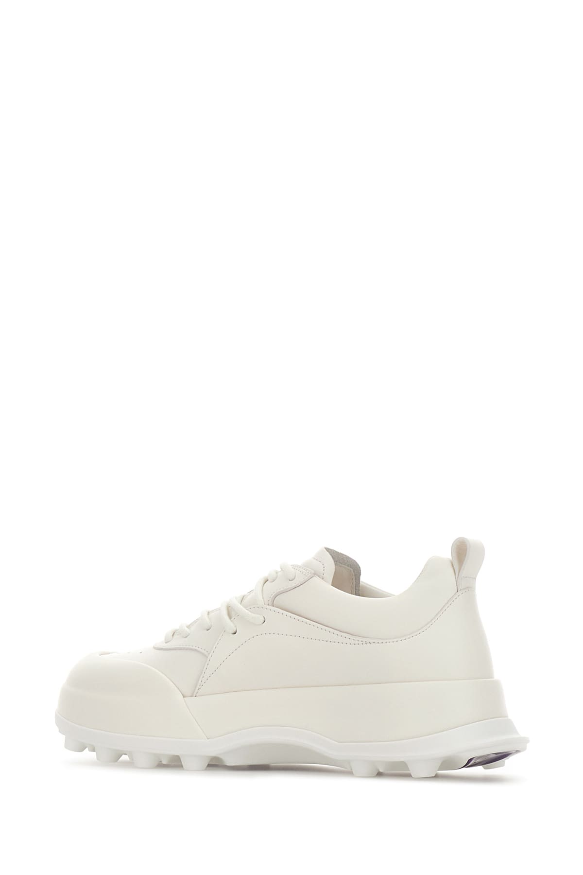 Shop Jil Sander Ivory Leather Orb Sneakers In 102