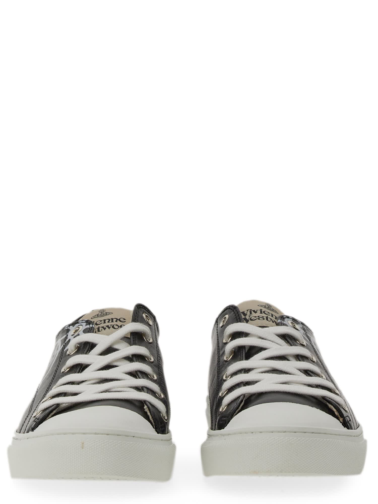 Plimsoll Faux Leather Sneakers in Black - Vivienne Westwood