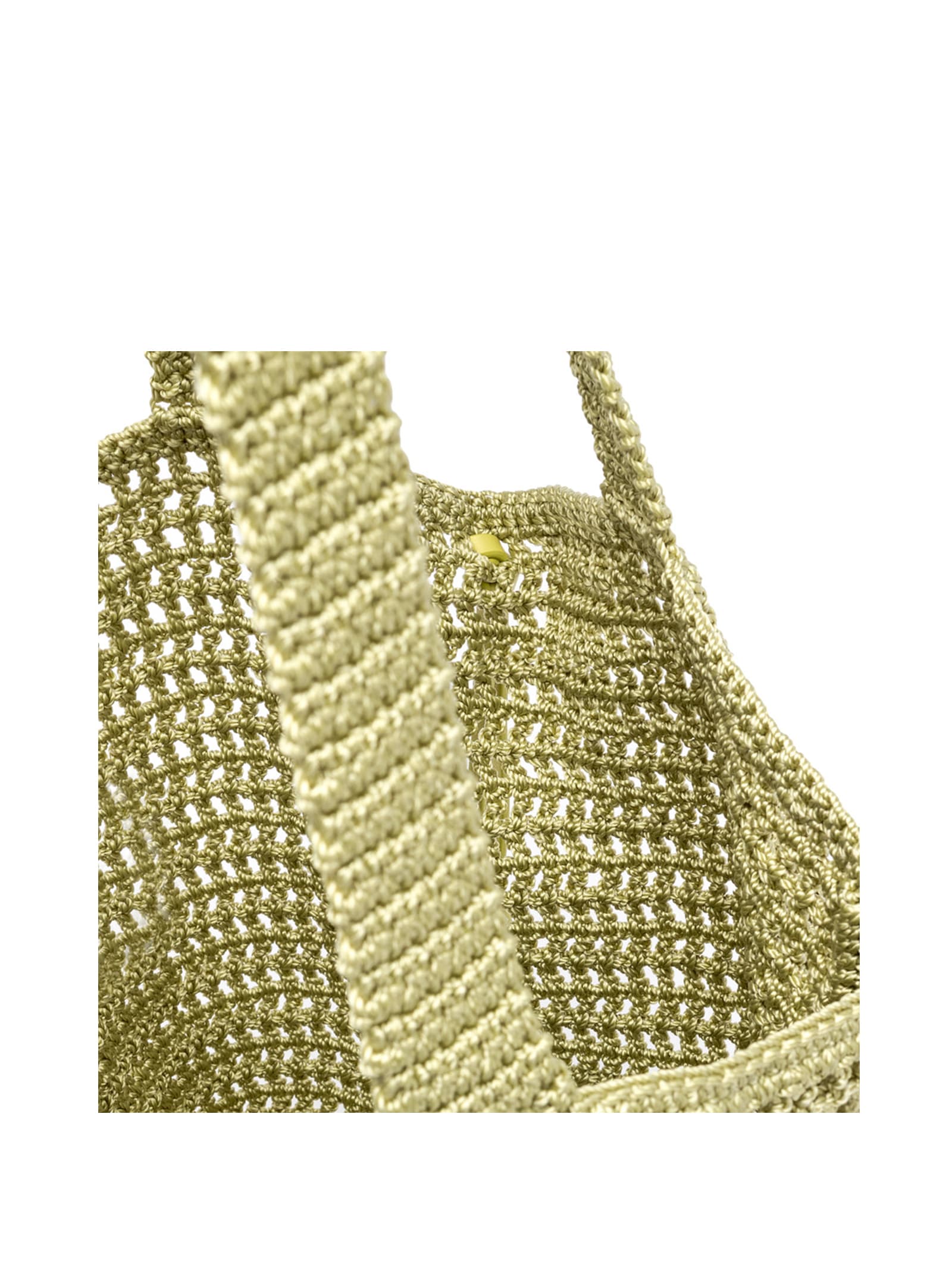 Shop Gianni Chiarini Vittoria Yellow Shopping Bag In Crochet Fabric In Sunny Light