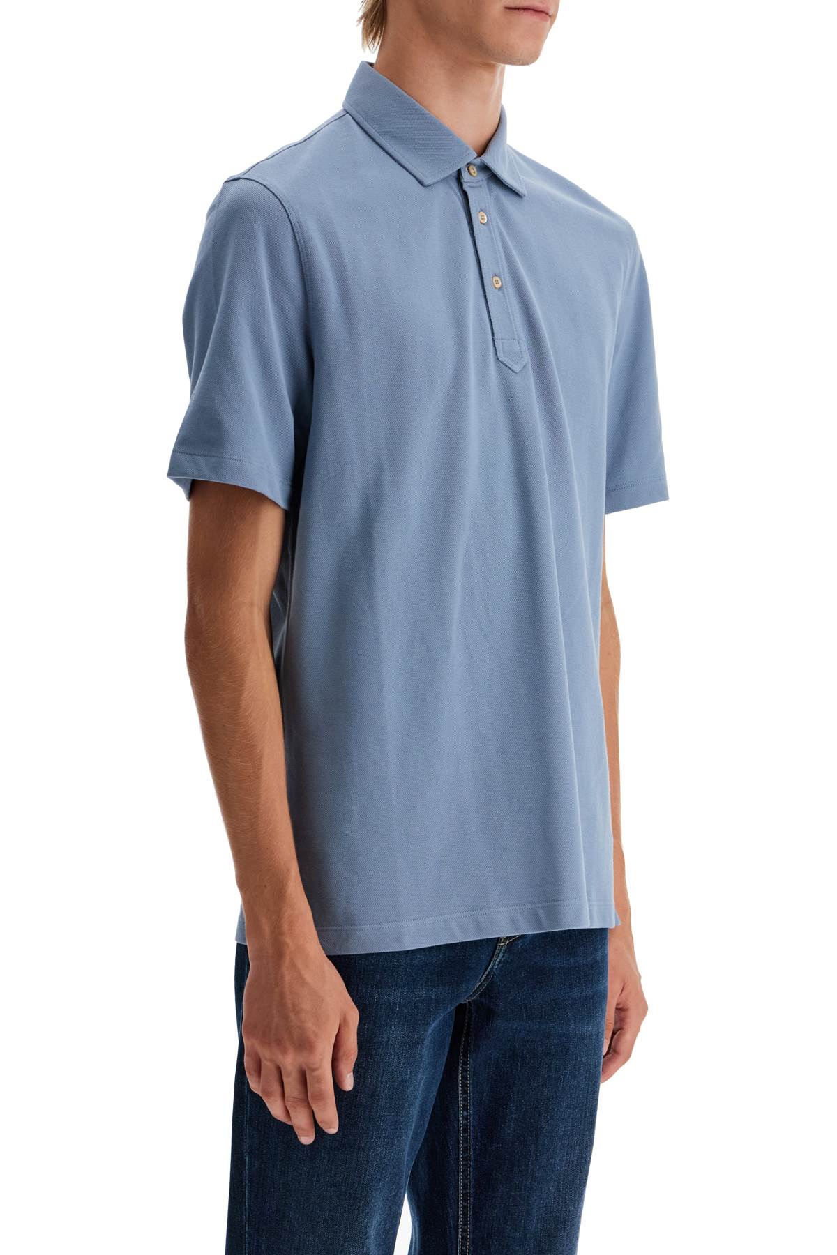 Shop Brunello Cucinelli Pique Polo Shirt In Celestiale (light Blue)