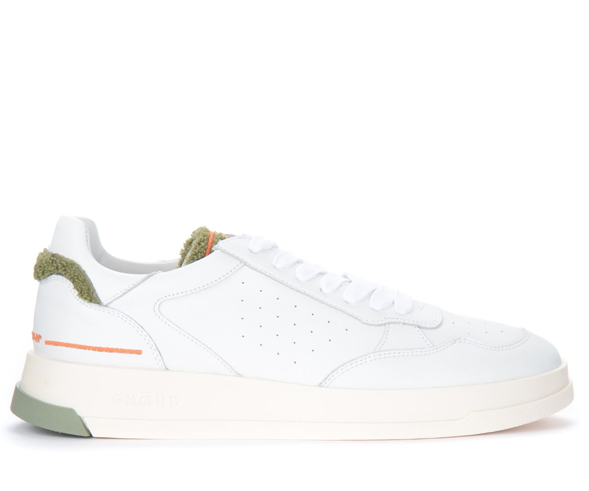 Ghoud Tweener White Sneaker With Army Green Details