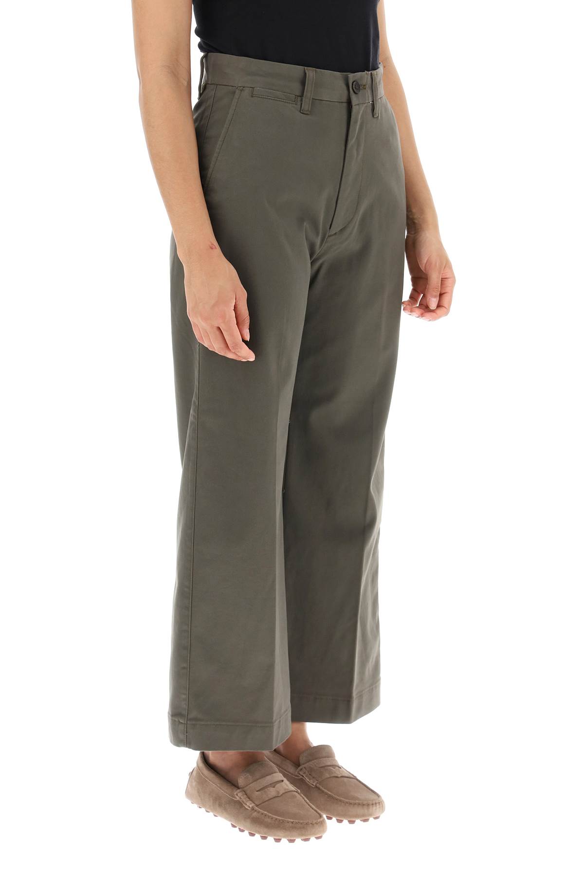 Shop Polo Ralph Lauren Wide Leg Chino Pants In British Olive (green)