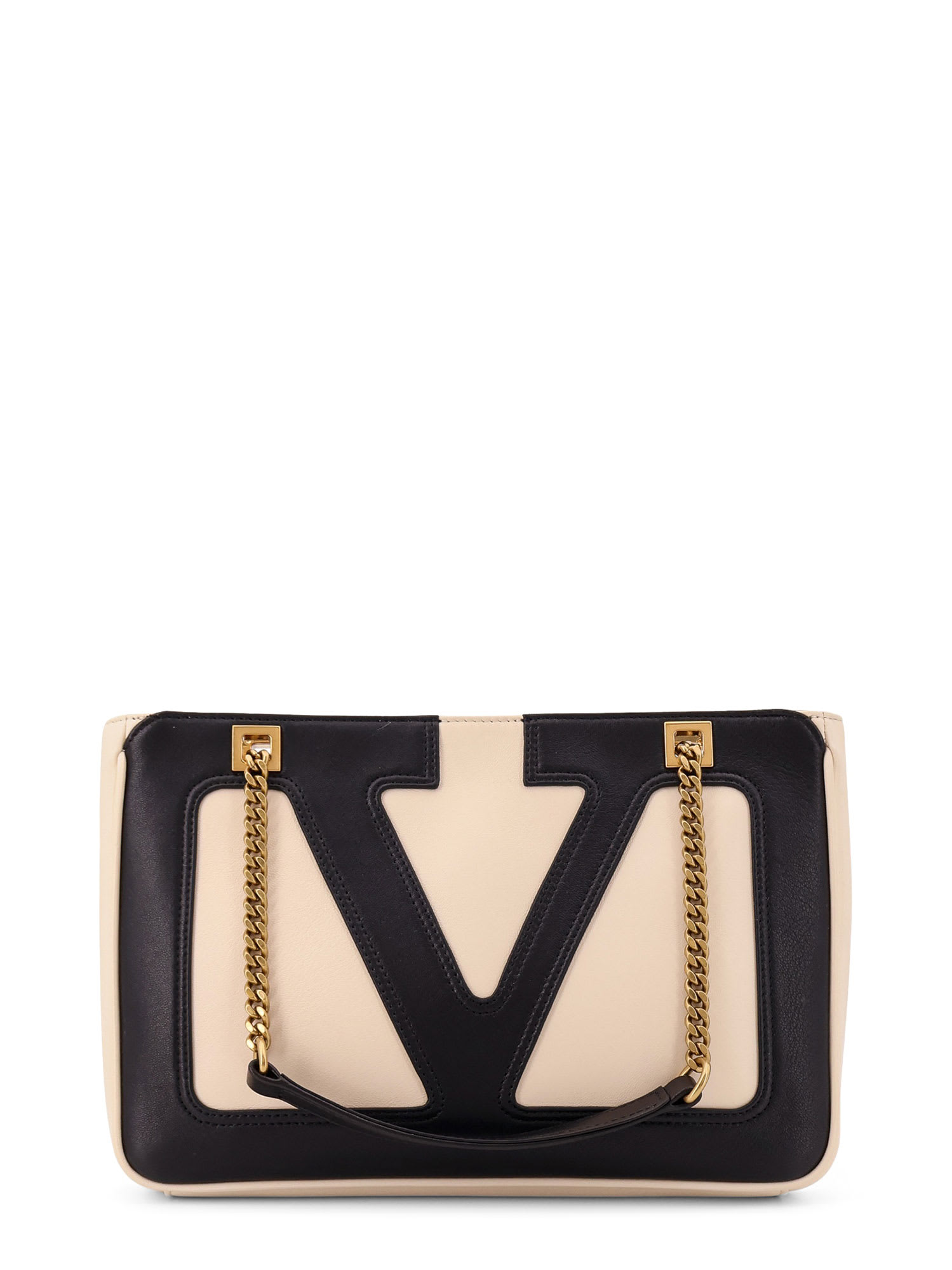 Valentino Garavani Garavani Viva Superstar Medium Nappa Leather Shopping Bag Woman Butter/black Uni In White