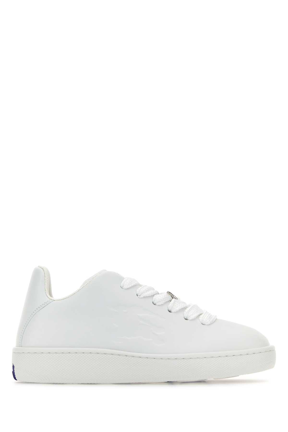 Shop Burberry White Leather Sneakers