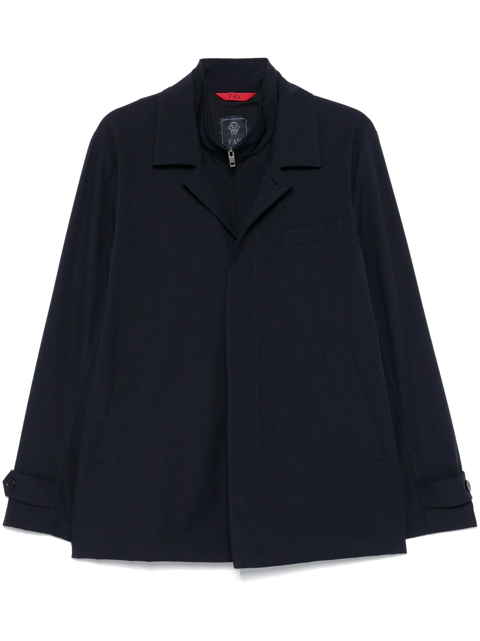 Fay Dark Navy Minimalist Jacket In Blue