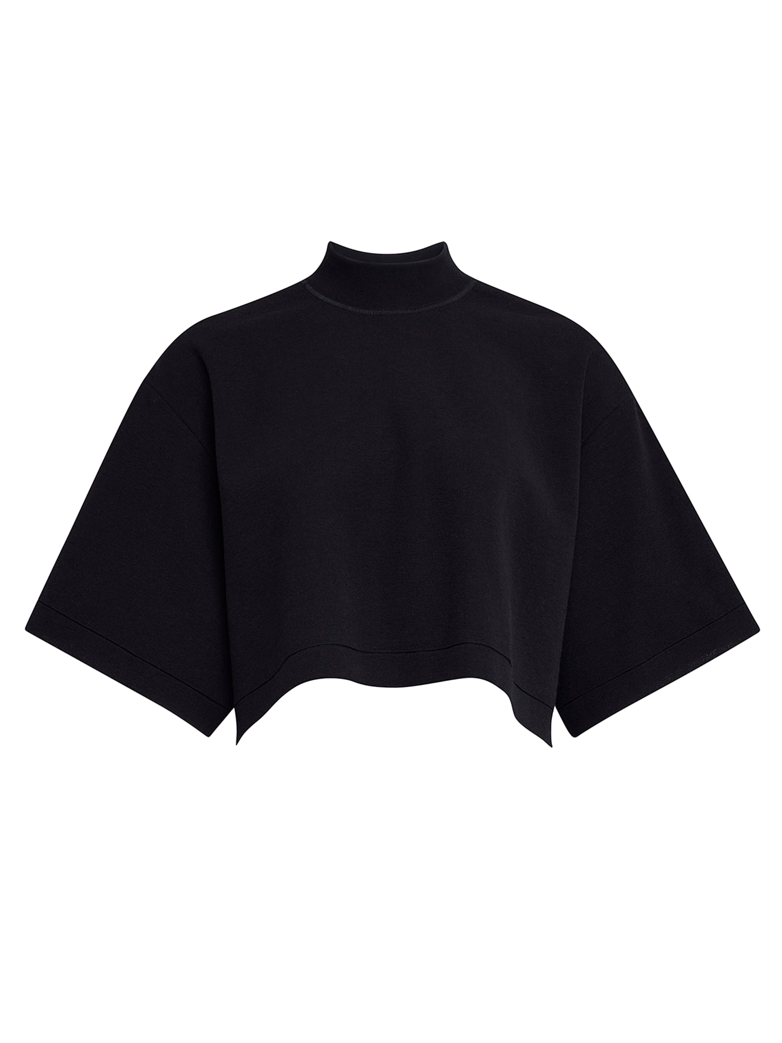 Alaïa Cropped Knit T-shirt In Black