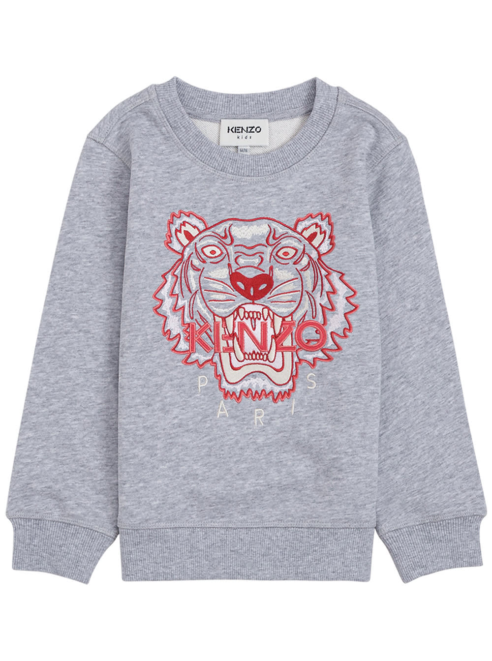 Kenzo Kids Grey Cotton Sweatshirt With Tiger Print
