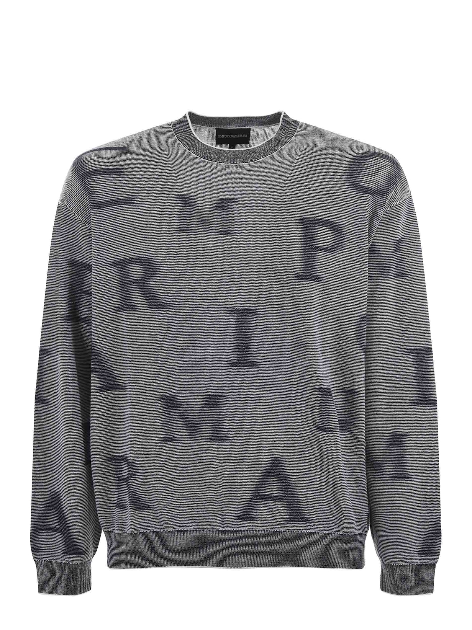 Shop Emporio Armani Sweater In Grigio/blu Scuro