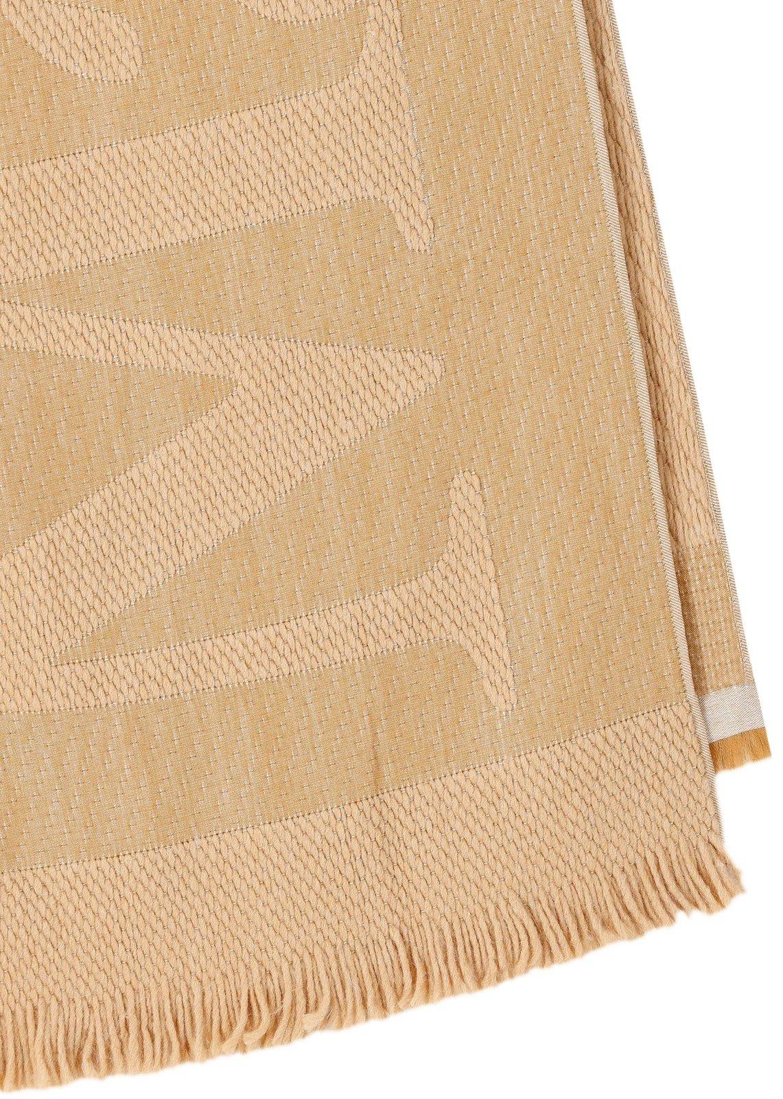 Shop Max Mara Logo Embroidered Scarf In Camel