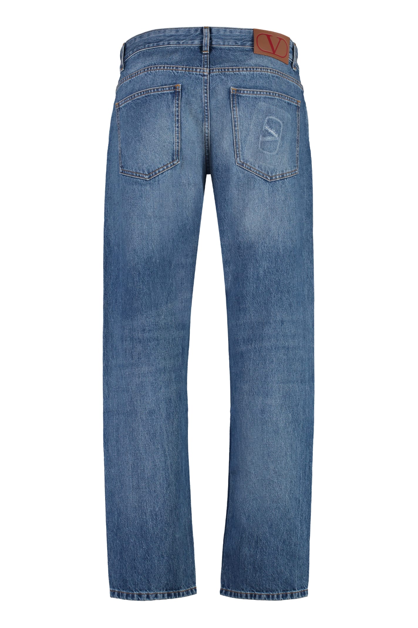 Shop Valentino 5-pocket Straight-leg Jeans In Denim