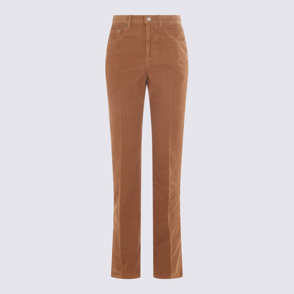 Saint Laurent Beige Cotton Pants In Brown
