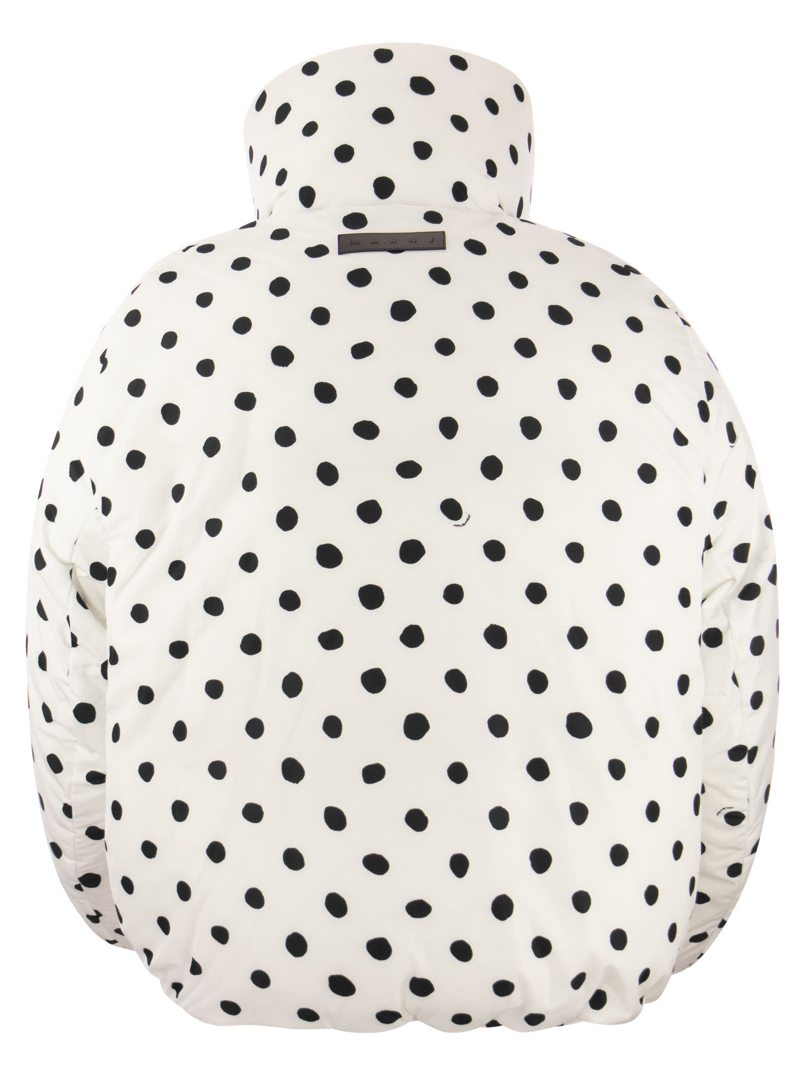 Shop Marni Oversize Down Jacket With Polka Dots In White