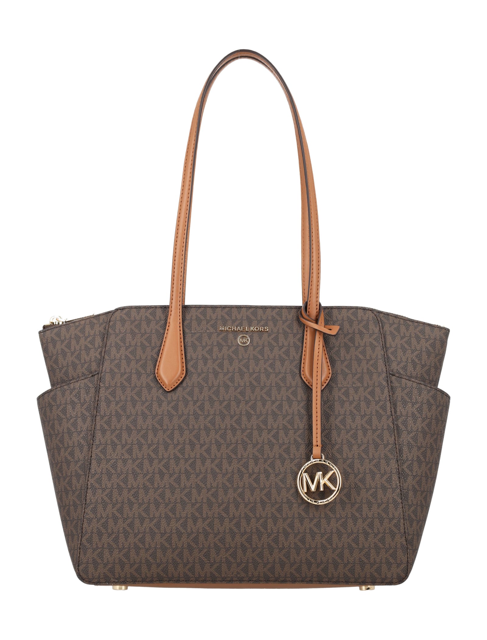 Shop Michael Michael Kors Marilyn Md Tote Bag In Brn/acorn