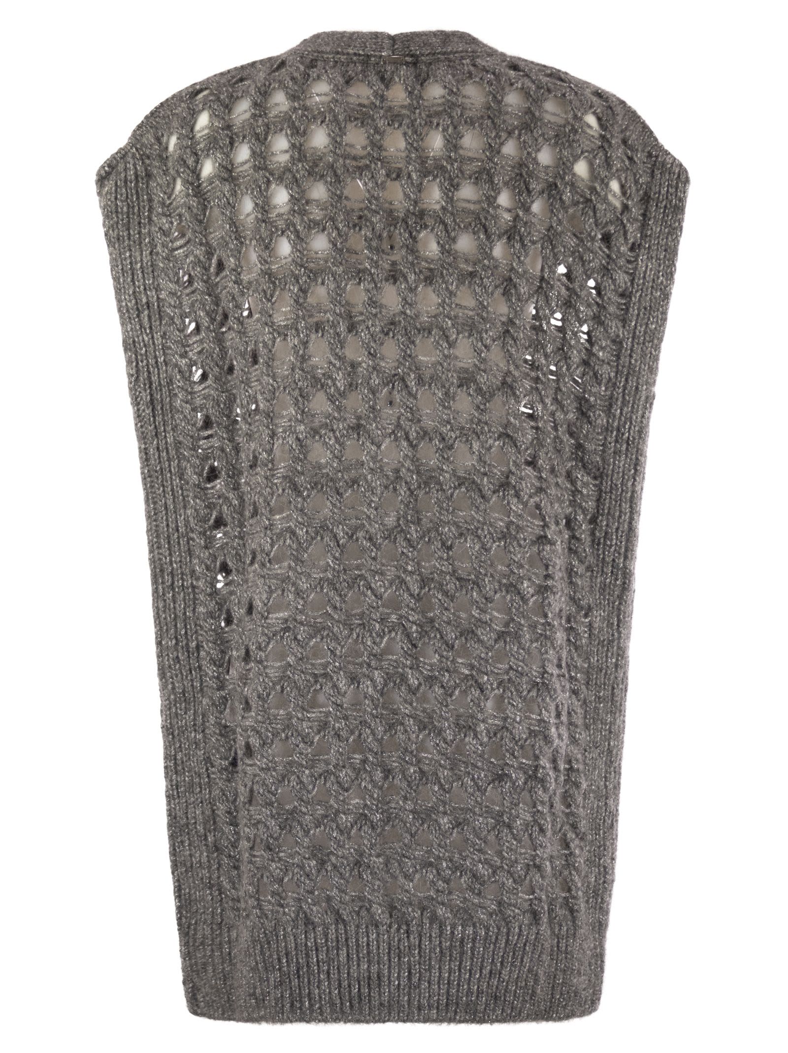 Herno Knitwear V-neck Openwork Cardigan In Gray
