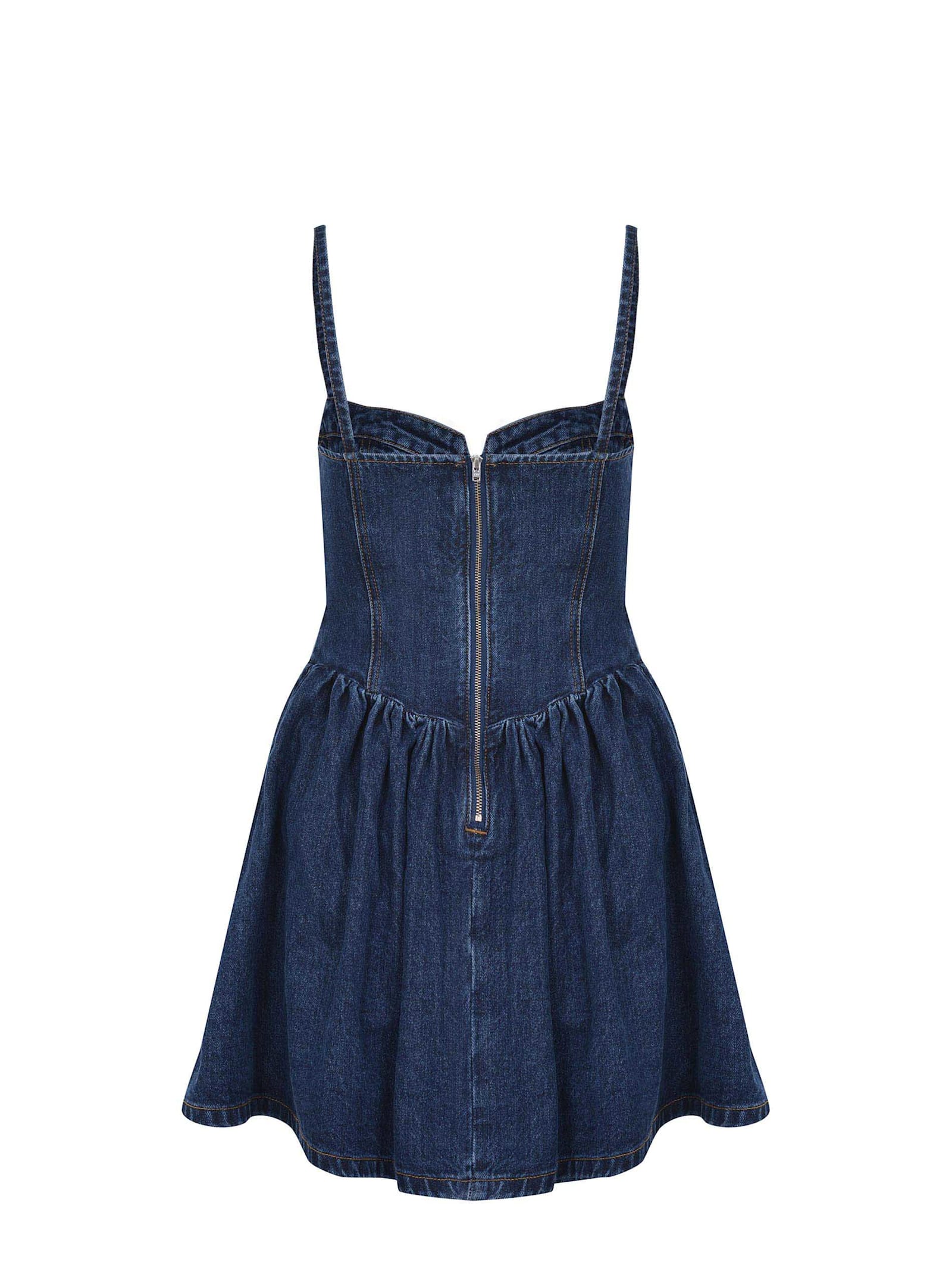 Shop Self-portrait Dress Made Of Denim. In Light Denim