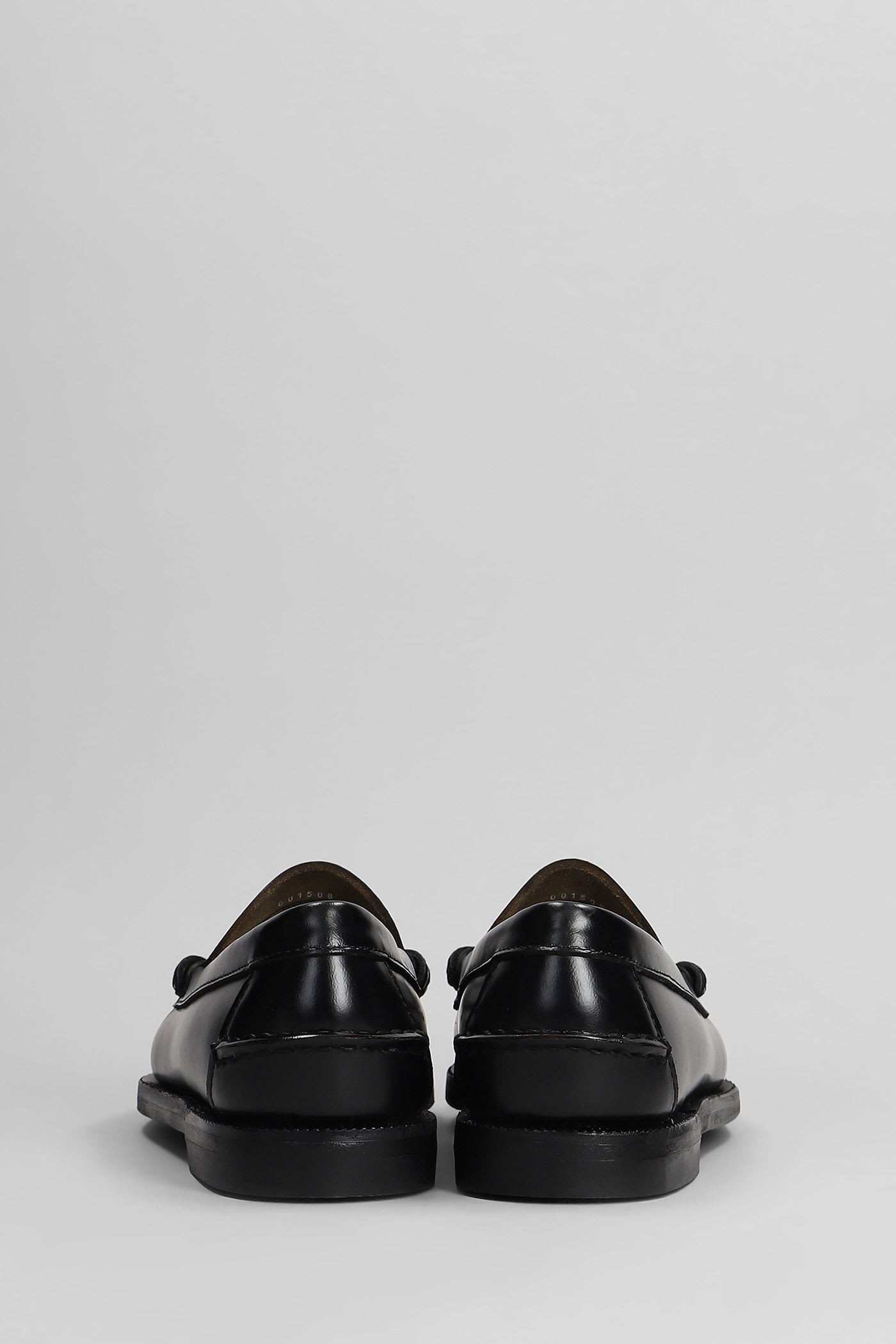 Sebago Round Toe Leather Loafers With Penny Strap In Black