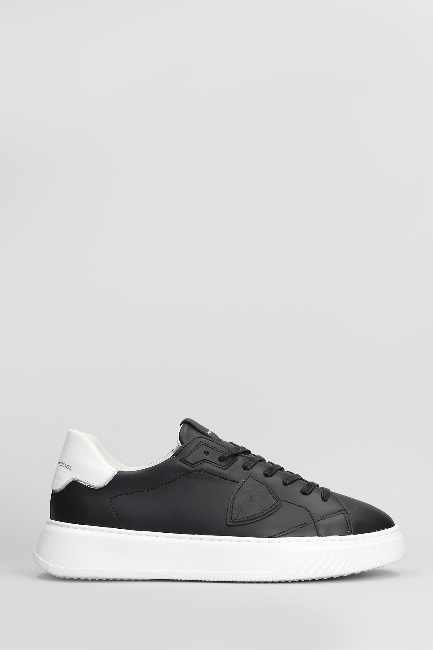 Shop Philippe Model Temple Low Sneakers In Black Leather