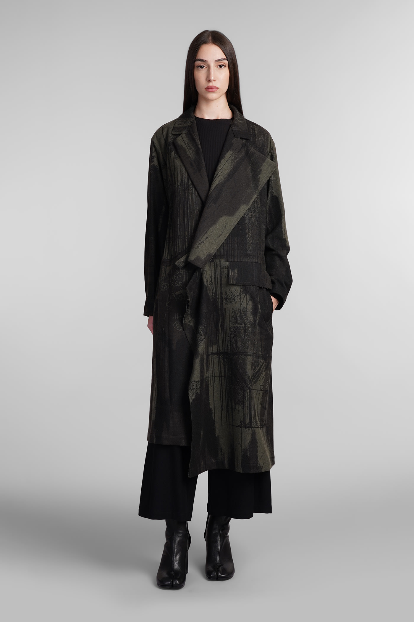 Yohji Yamamoto Coat In Black Wool