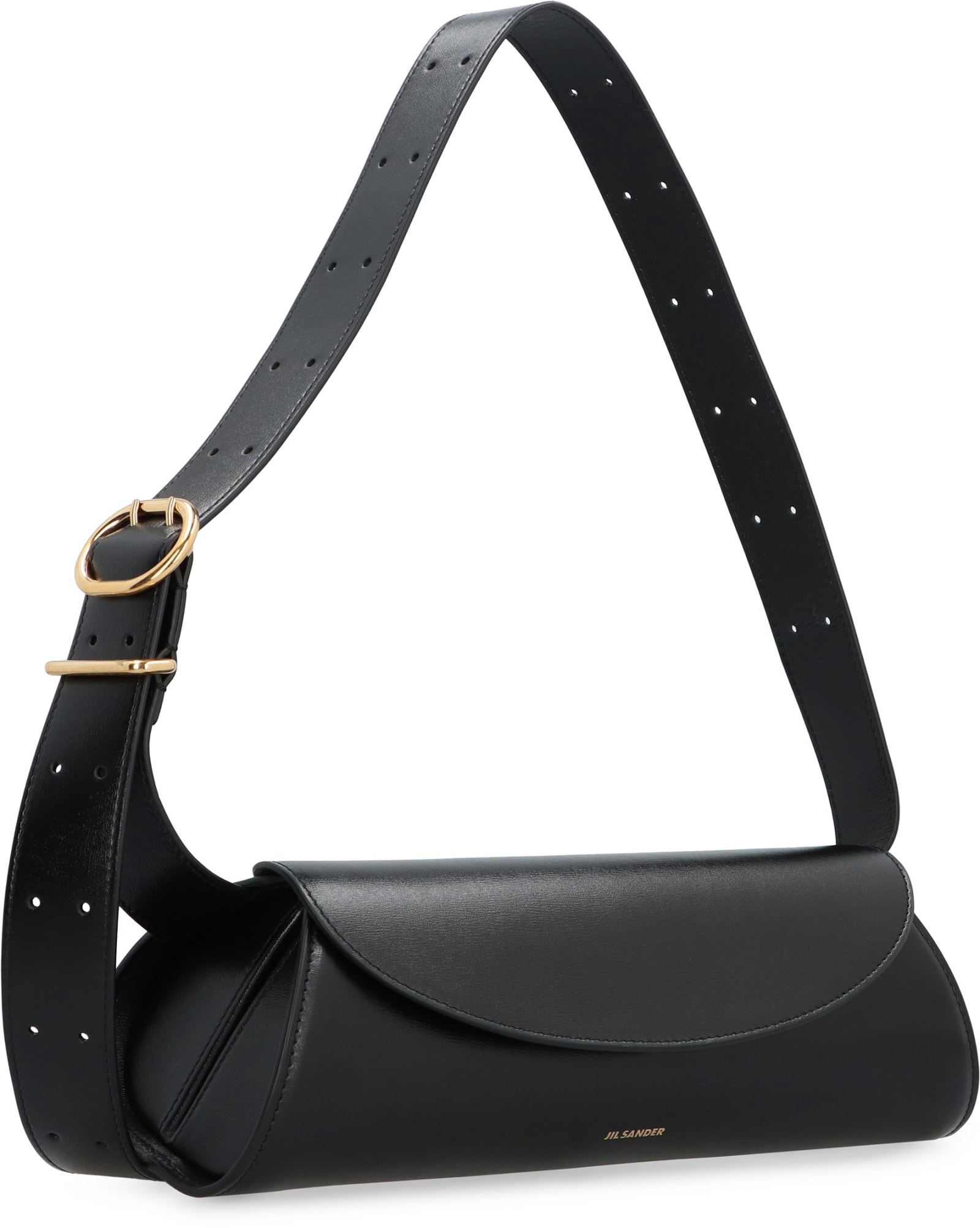 Jil Sander Cannolo Leather Crossbody Bag In Black