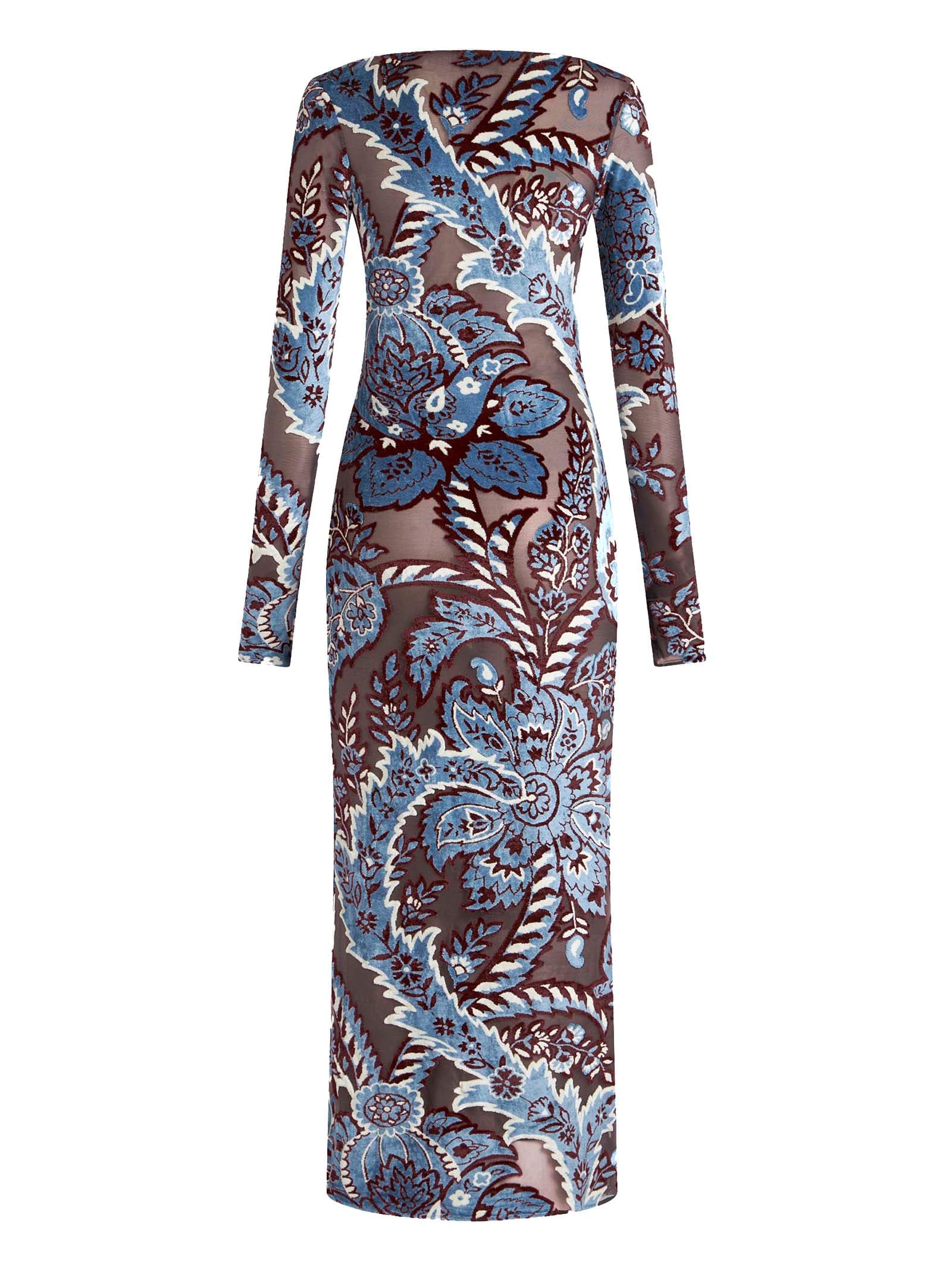 Shop Etro Dress In Clear Blue