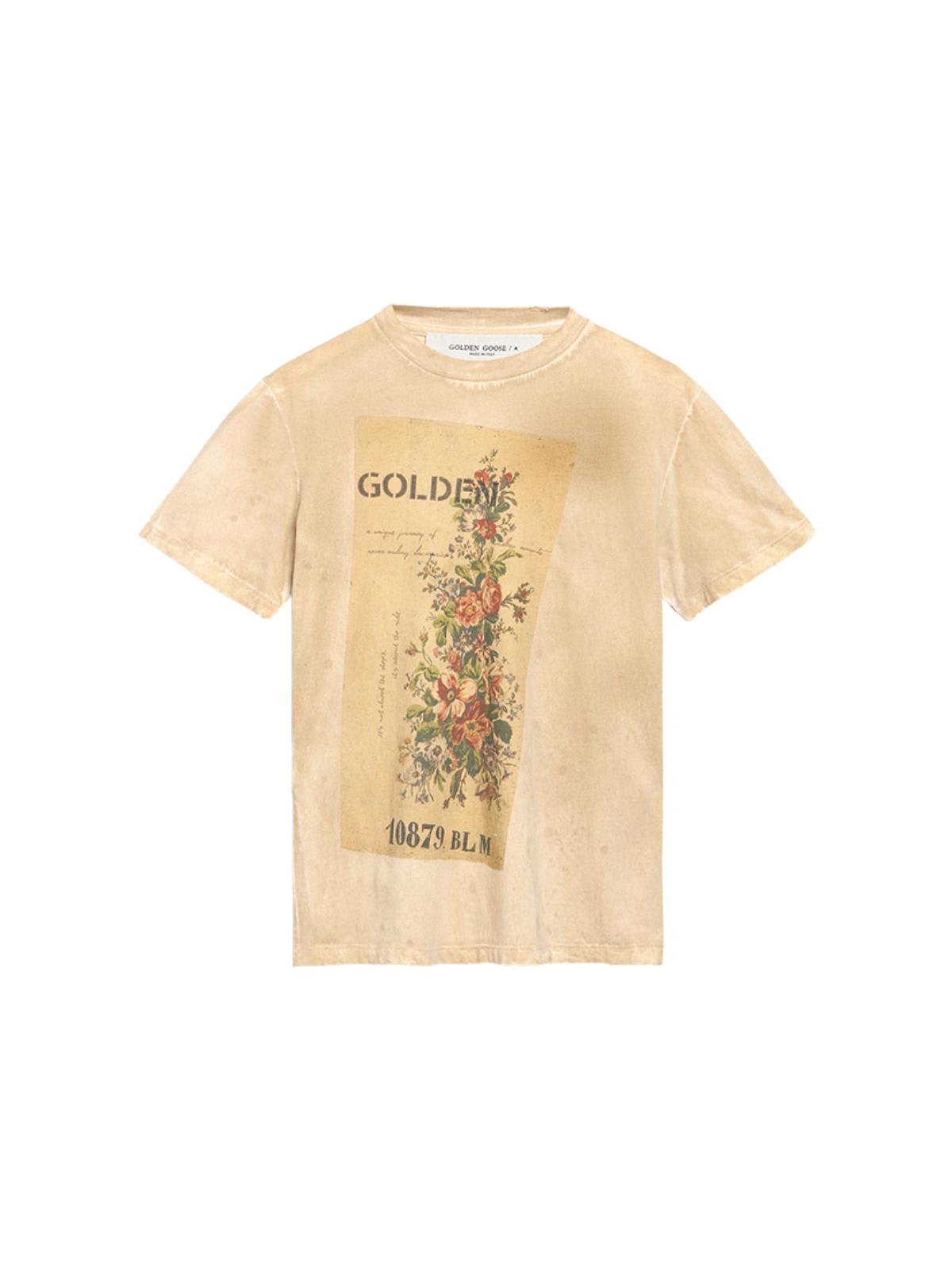 Golden Goose Journey W S T Shirt Regular S S Old Paper In Bone White Multicolor