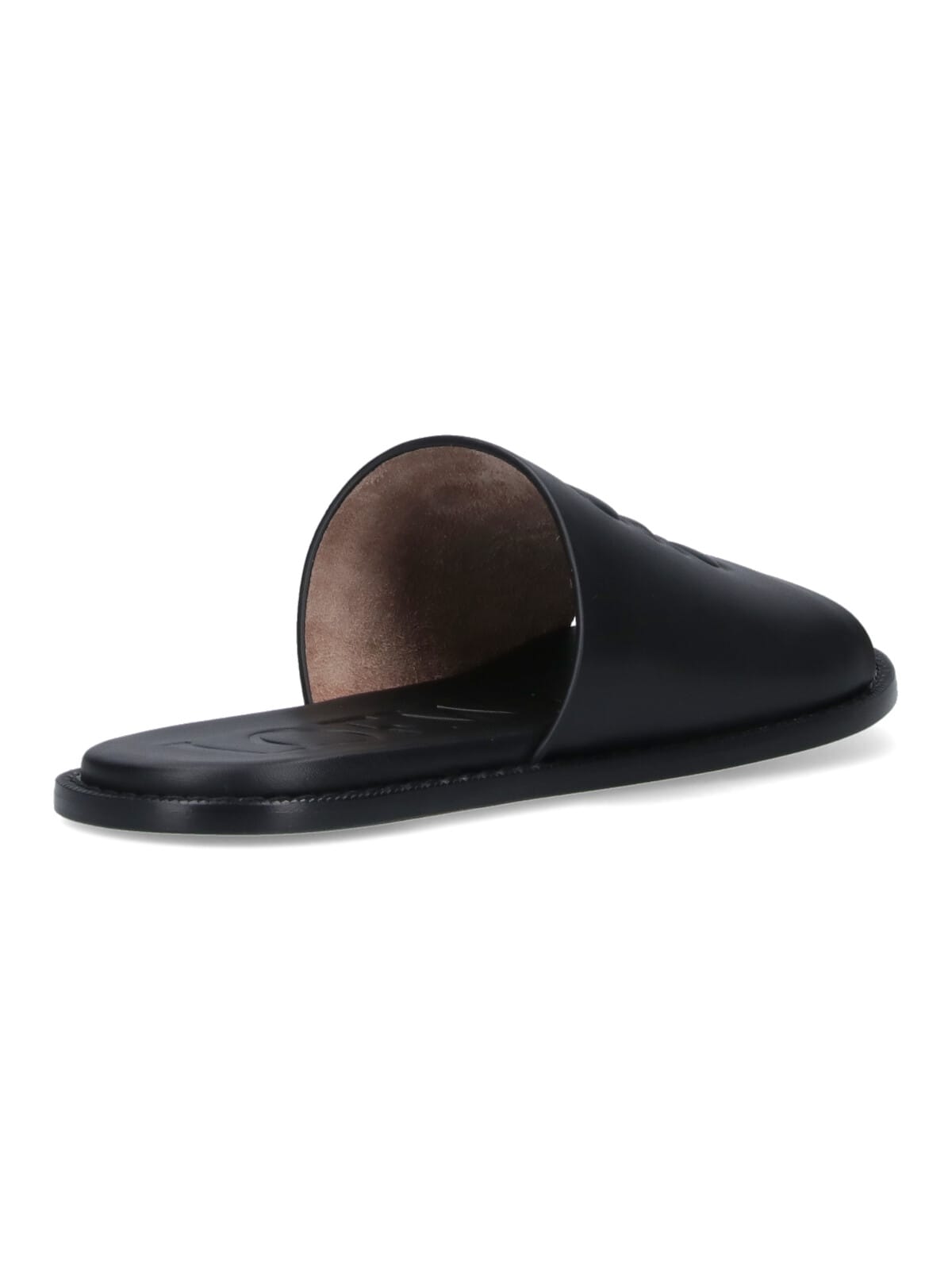 Loewe Black Anagram Flex Slides In Leather In Black