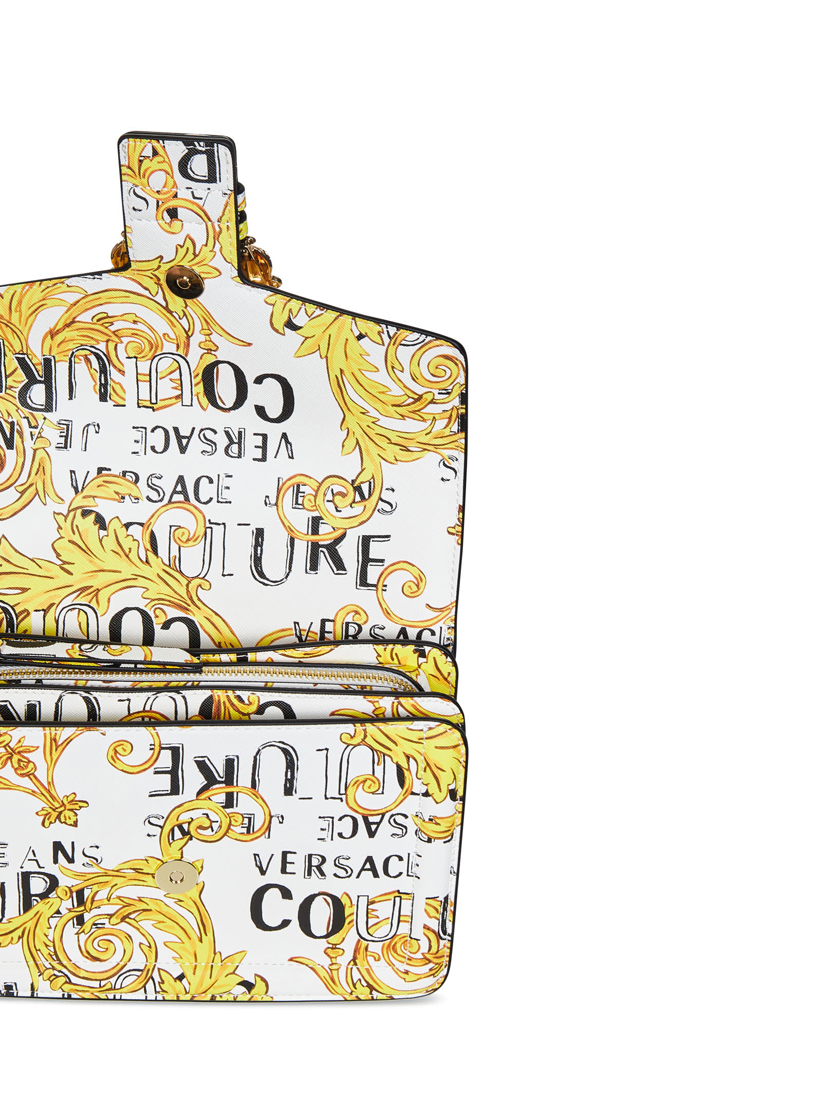 Versace Jeans Couture Logo Couture1 Shoulder Bag In Bianco/oro