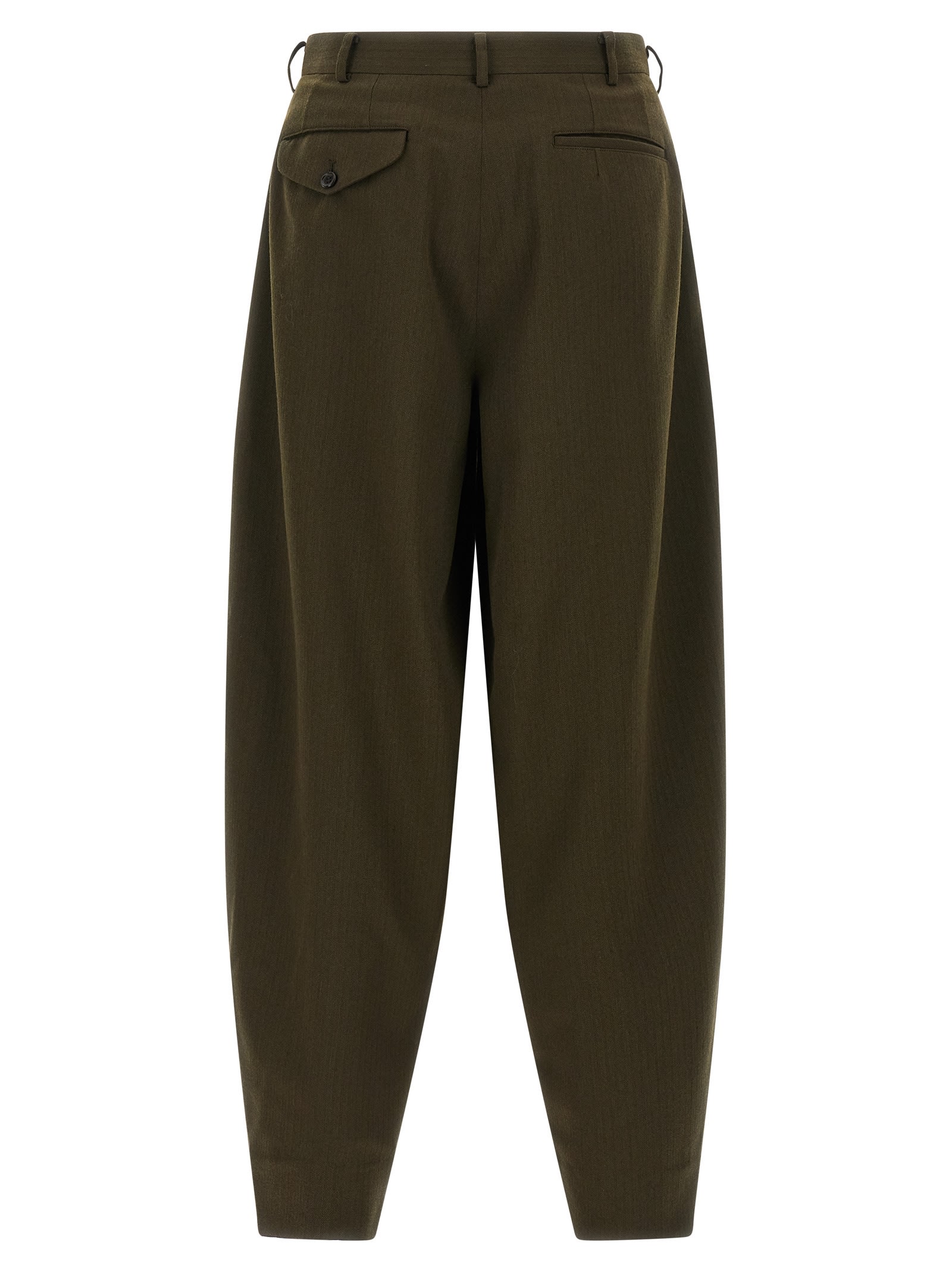 Comme Des Garçons Homme Deux Herringbone Wool Pants In Green