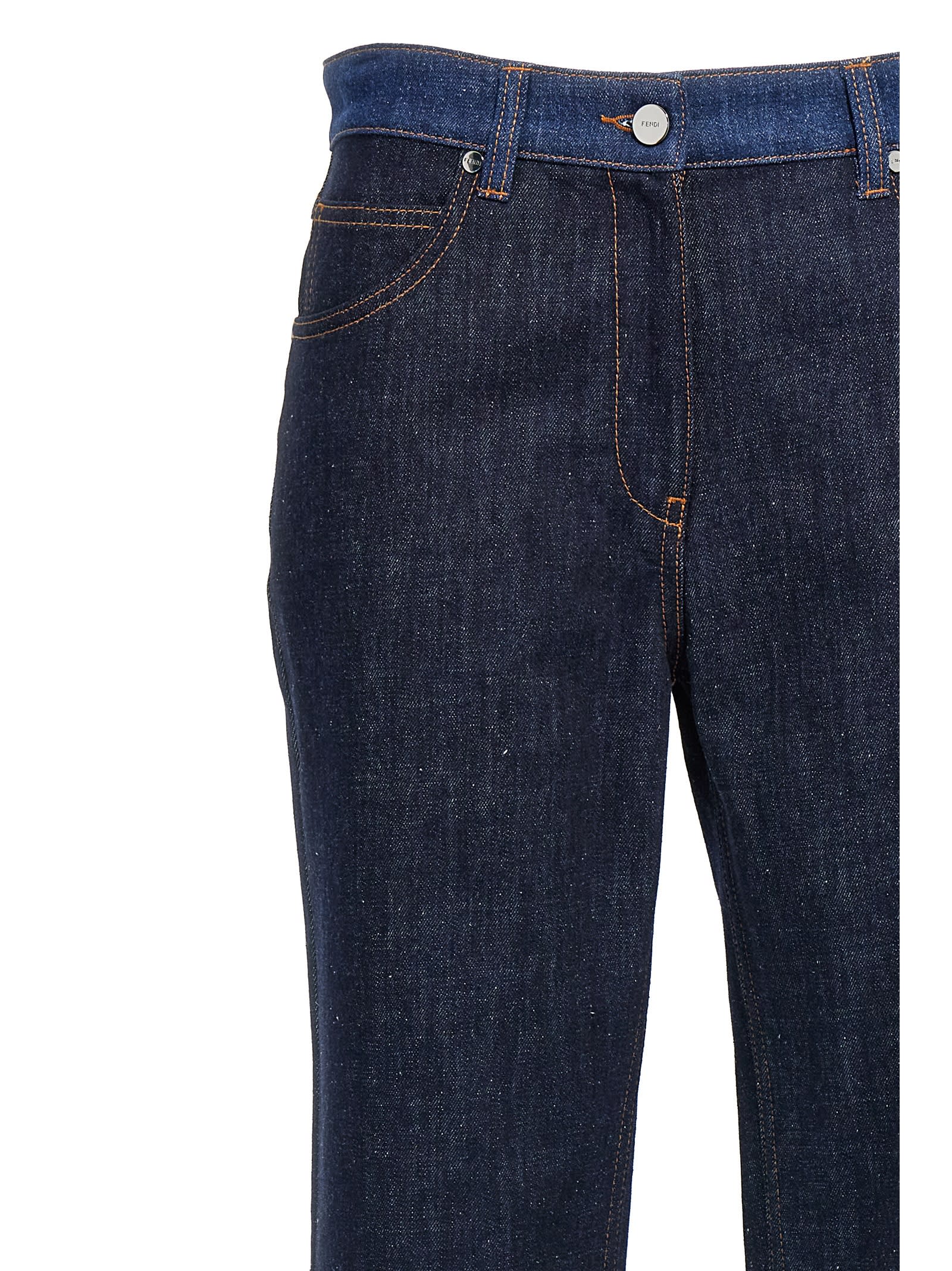 Shop Fendi Two-tone Jeans In Blue