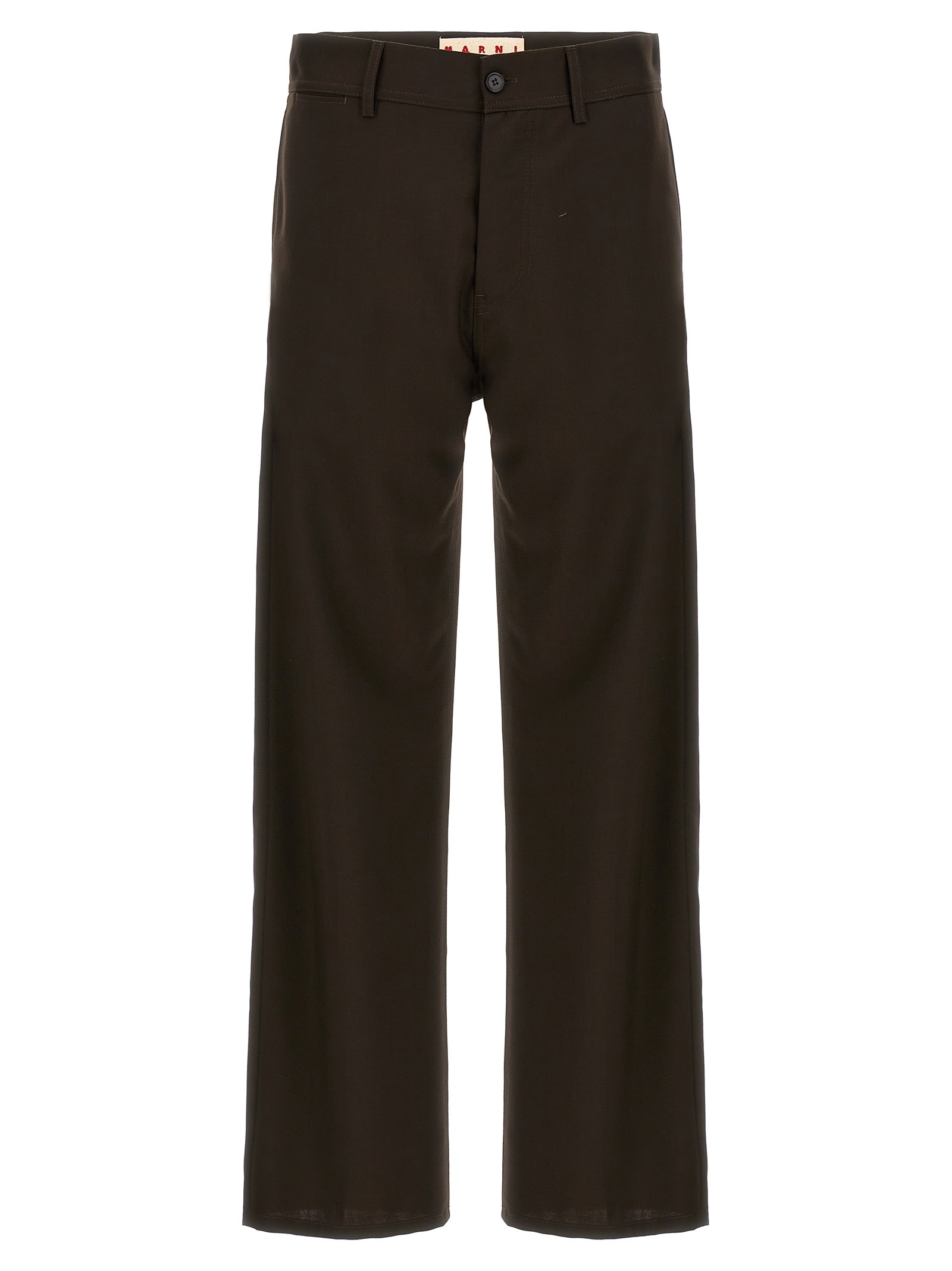 Shop Marni Wool Pants In Brown