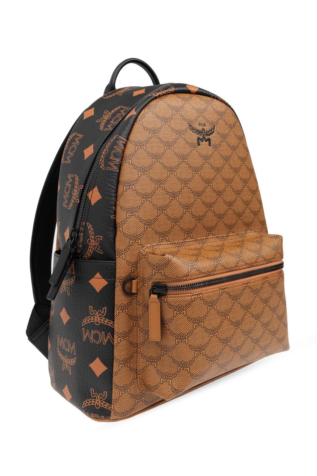 Shop Mcm Zip-up Backpack In Brandy