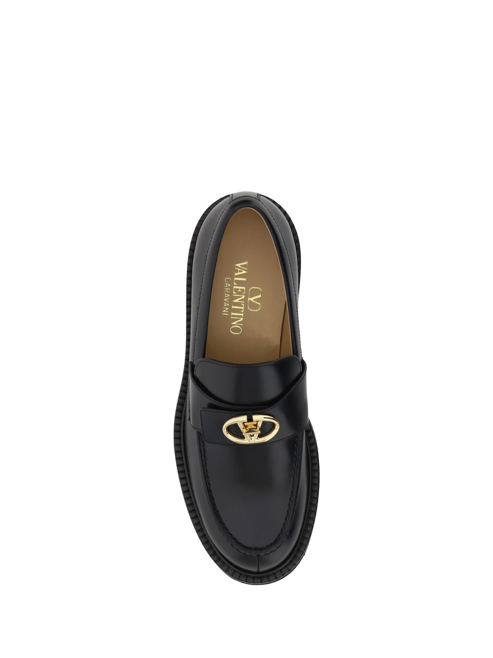 Shop Valentino Vlogo Loafers In Nero