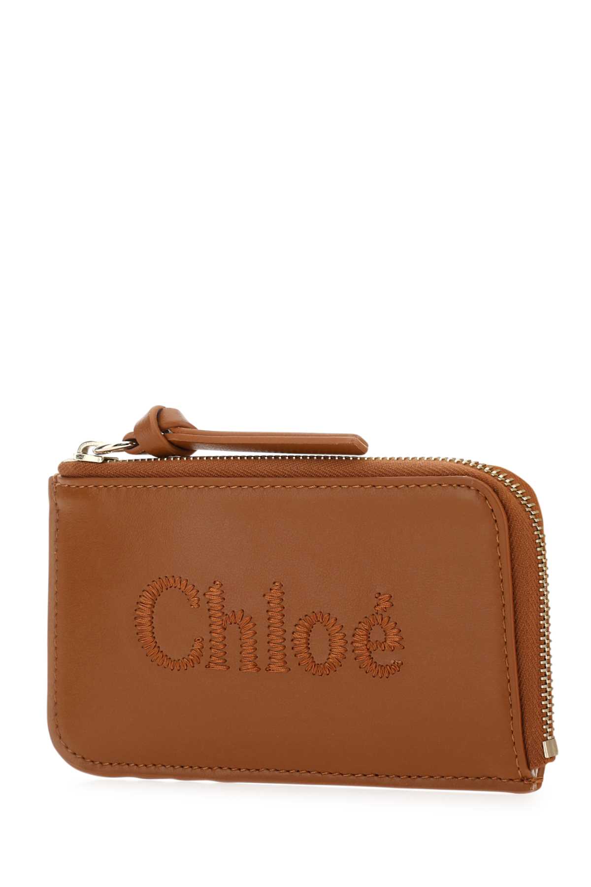 Shop Chloé Caramel Leather Card Holder In 247