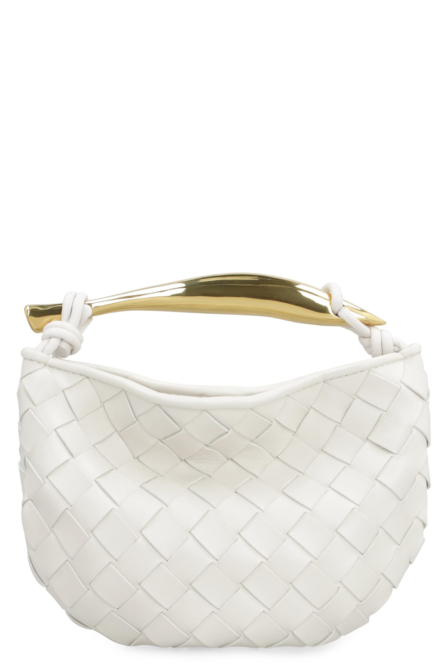 Bottega Veneta Mini Sardine Intrecciato Top-Handle Bag Chalk-M Brass