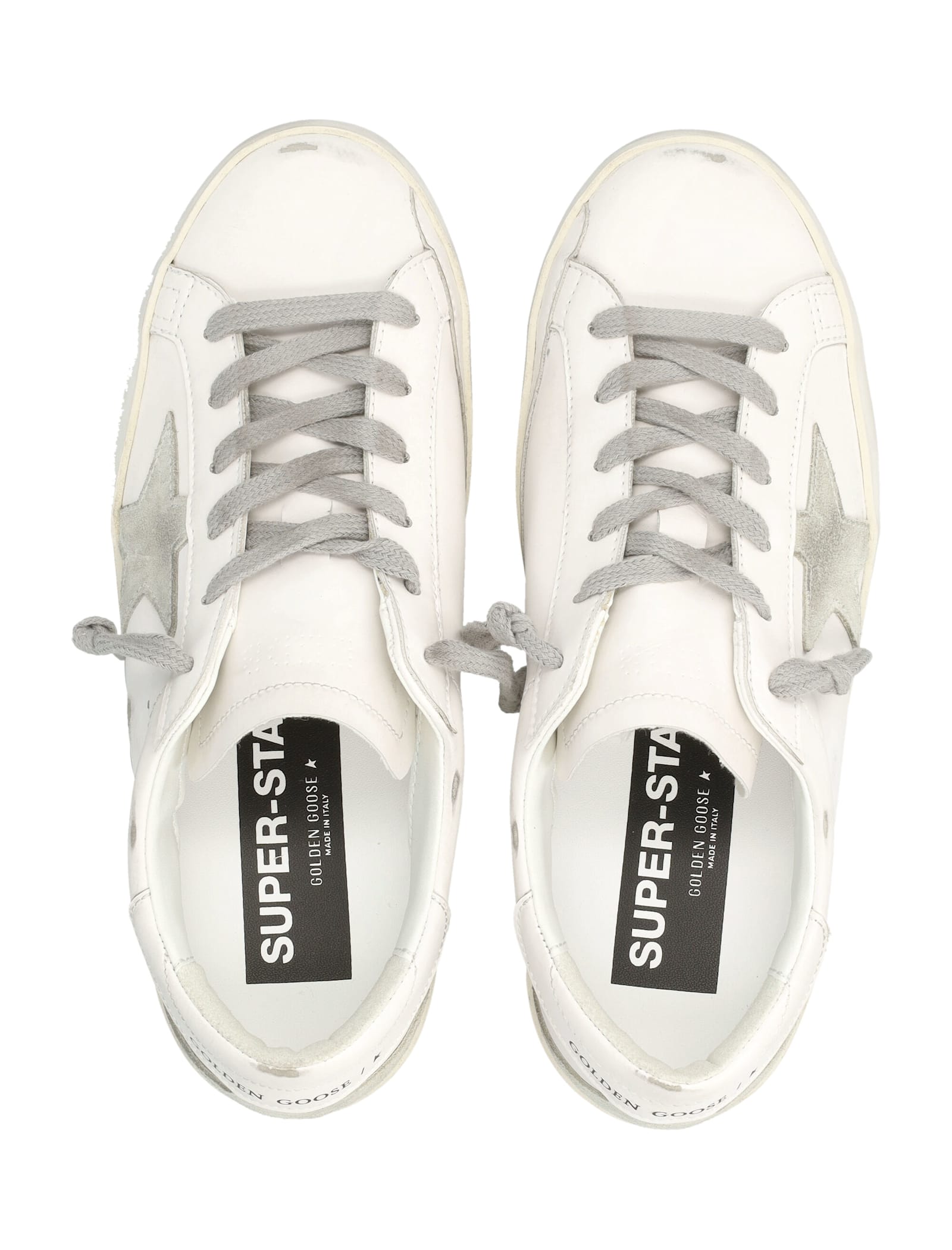 Golden Goose Super-star Bio White Womans Sneakers With Suede Star In White