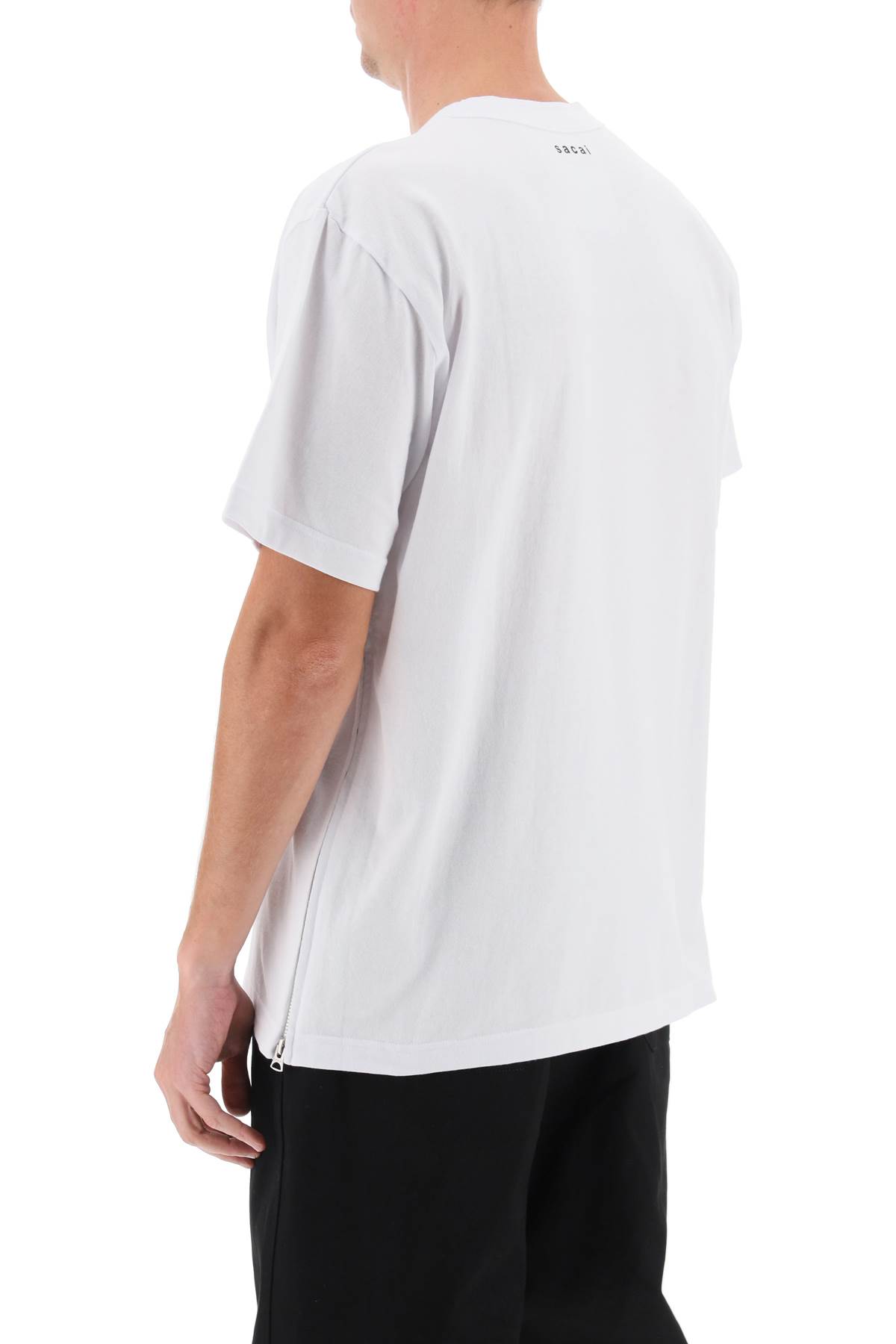 Shop Sacai Side Zip T-shirt In White